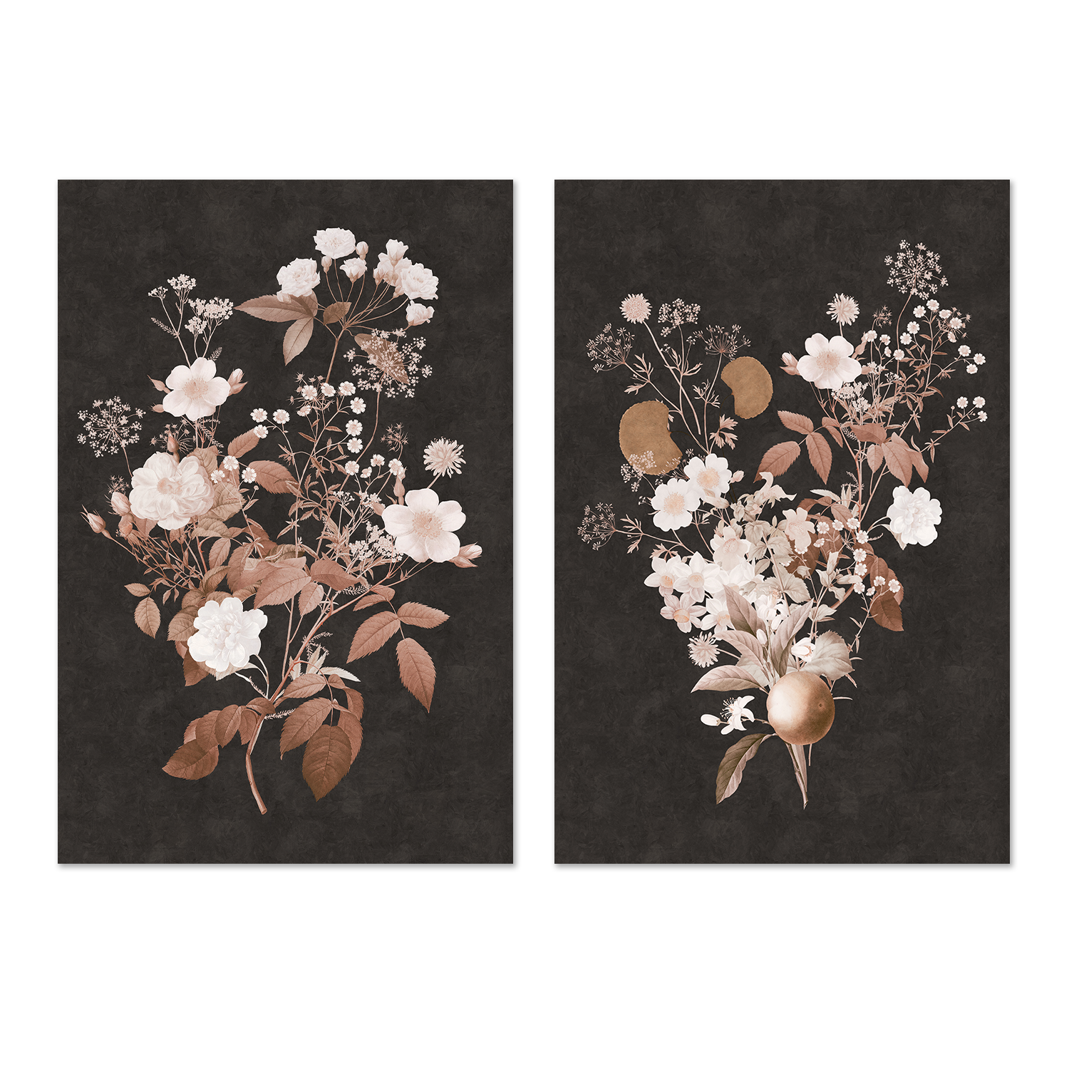 wall-art-print-canvas-poster-framed-Dark Vintage Floral, Style C & D, Set Of 2 , By Nina Blue-5