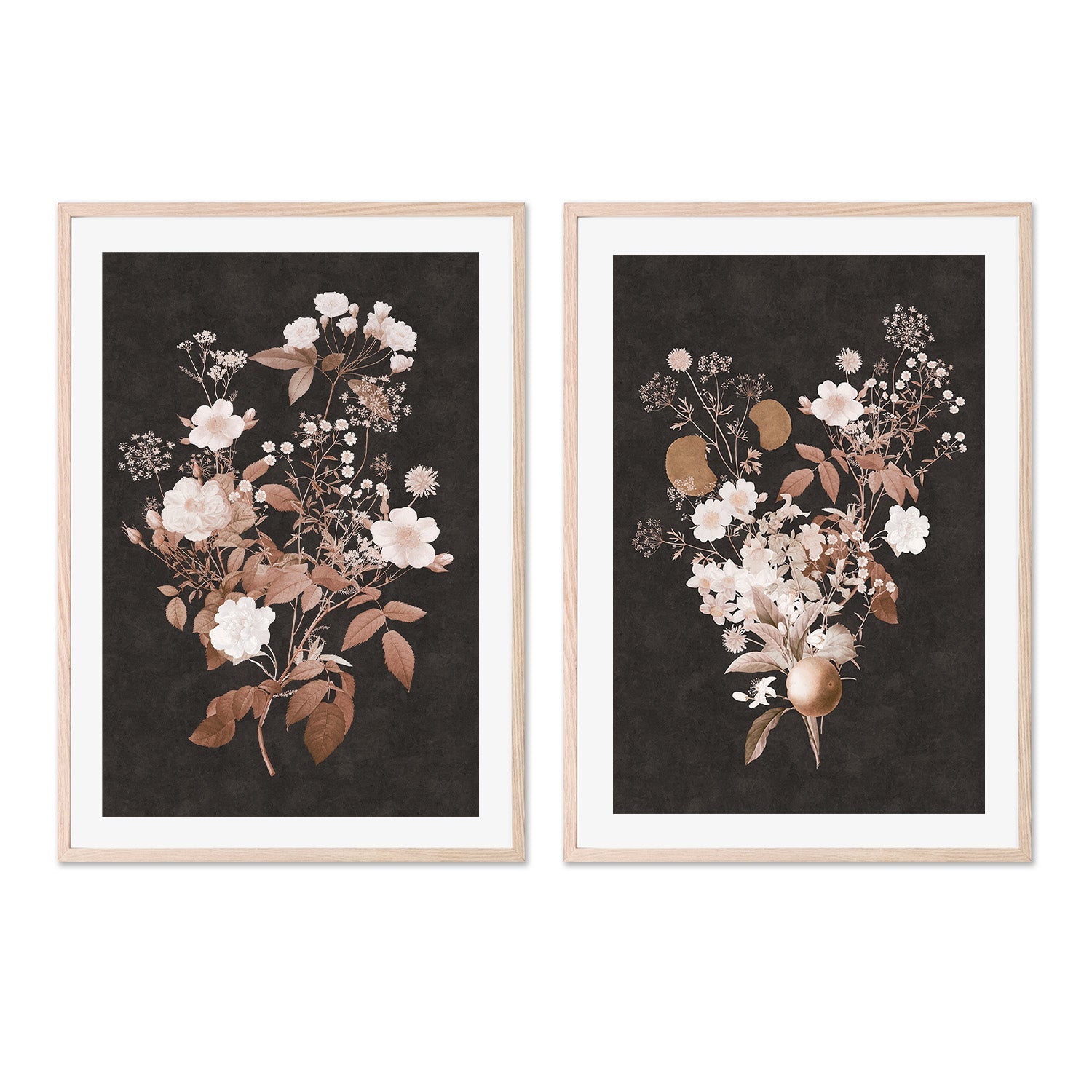 wall-art-print-canvas-poster-framed-Dark Vintage Floral, Style C & D, Set Of 2 , By Nina Blue-6