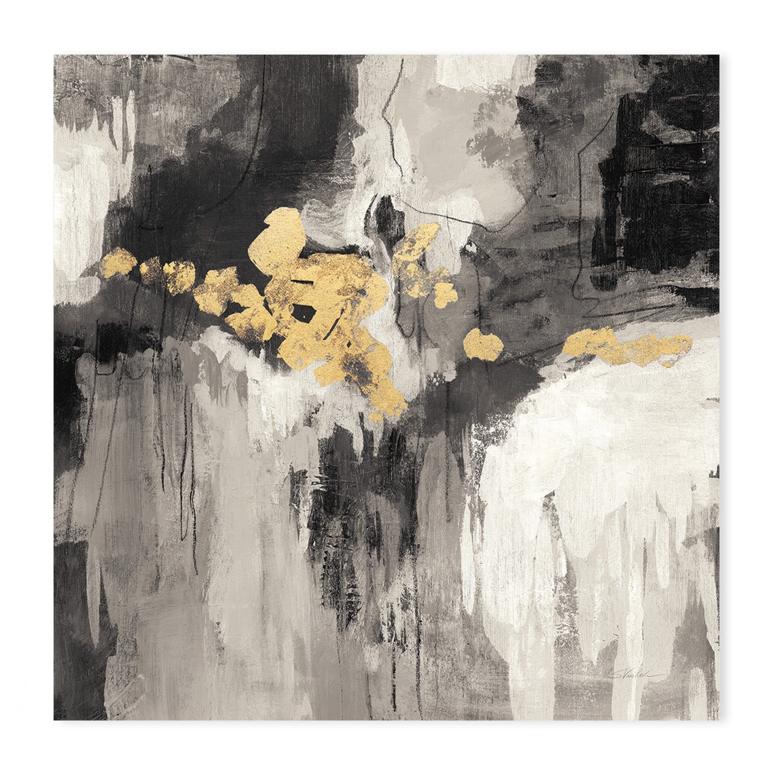 wall-art-print-canvas-poster-framed-Deep Gold Abstract, Style A & B, Set Of 2 , By Silvia Vassileva-GIOIA-WALL-ART