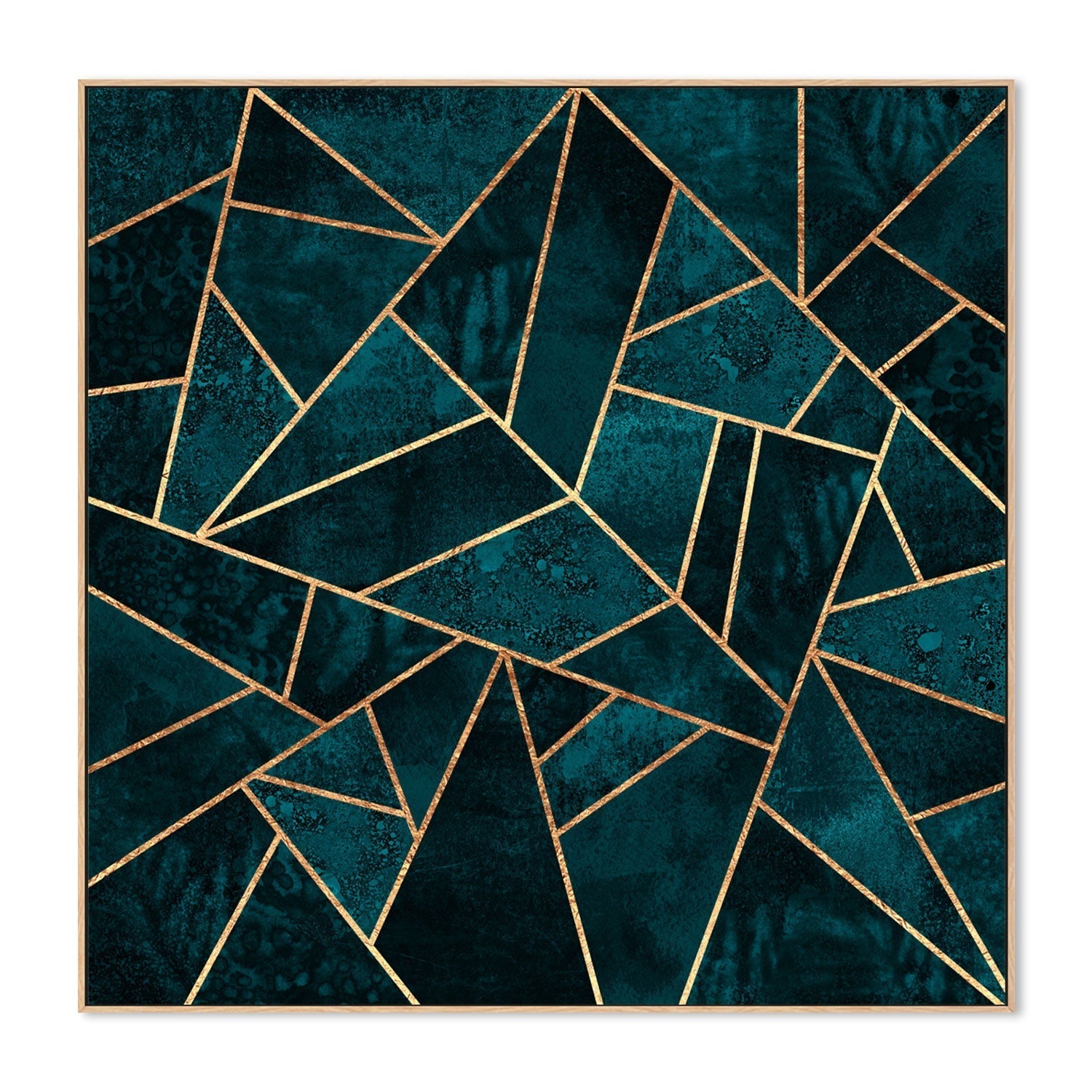 wall-art-print-canvas-poster-framed-Deep Teal Geometric Design-GIOIA-WALL-ART