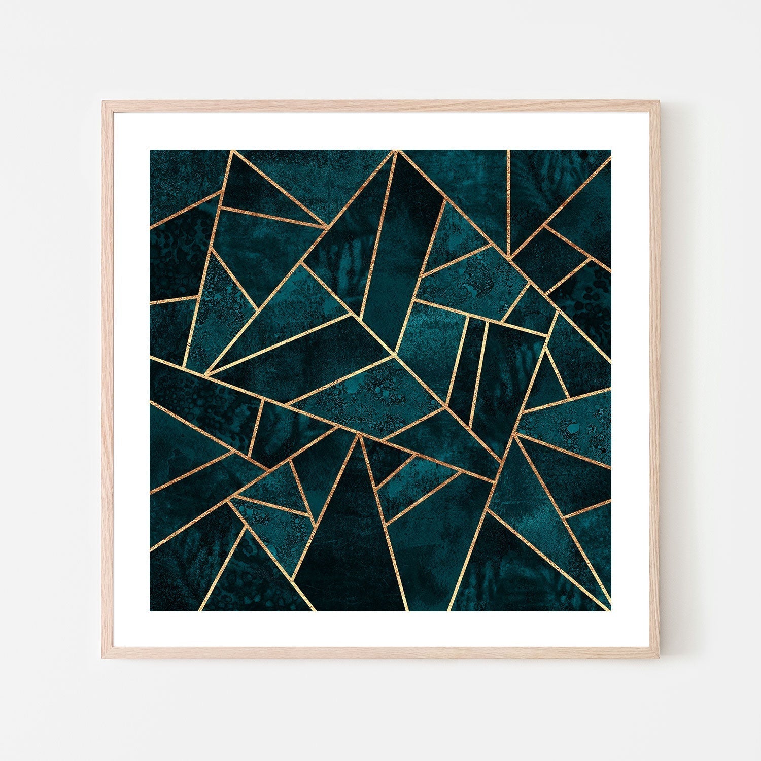 wall-art-print-canvas-poster-framed-Deep Teal Geometric Design-GIOIA-WALL-ART