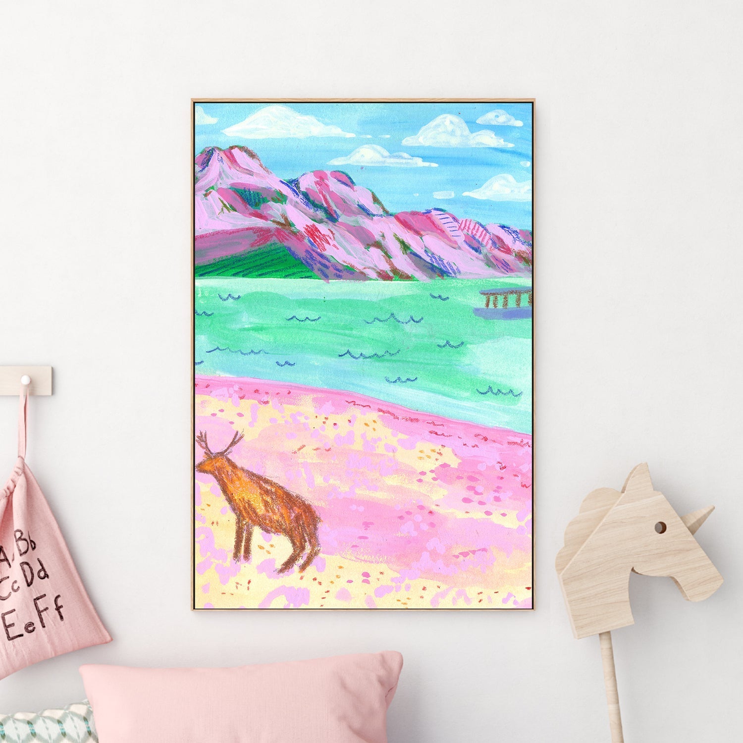 wall-art-print-canvas-poster-framed-Deer On The Beach , By Kartika Paramita-2