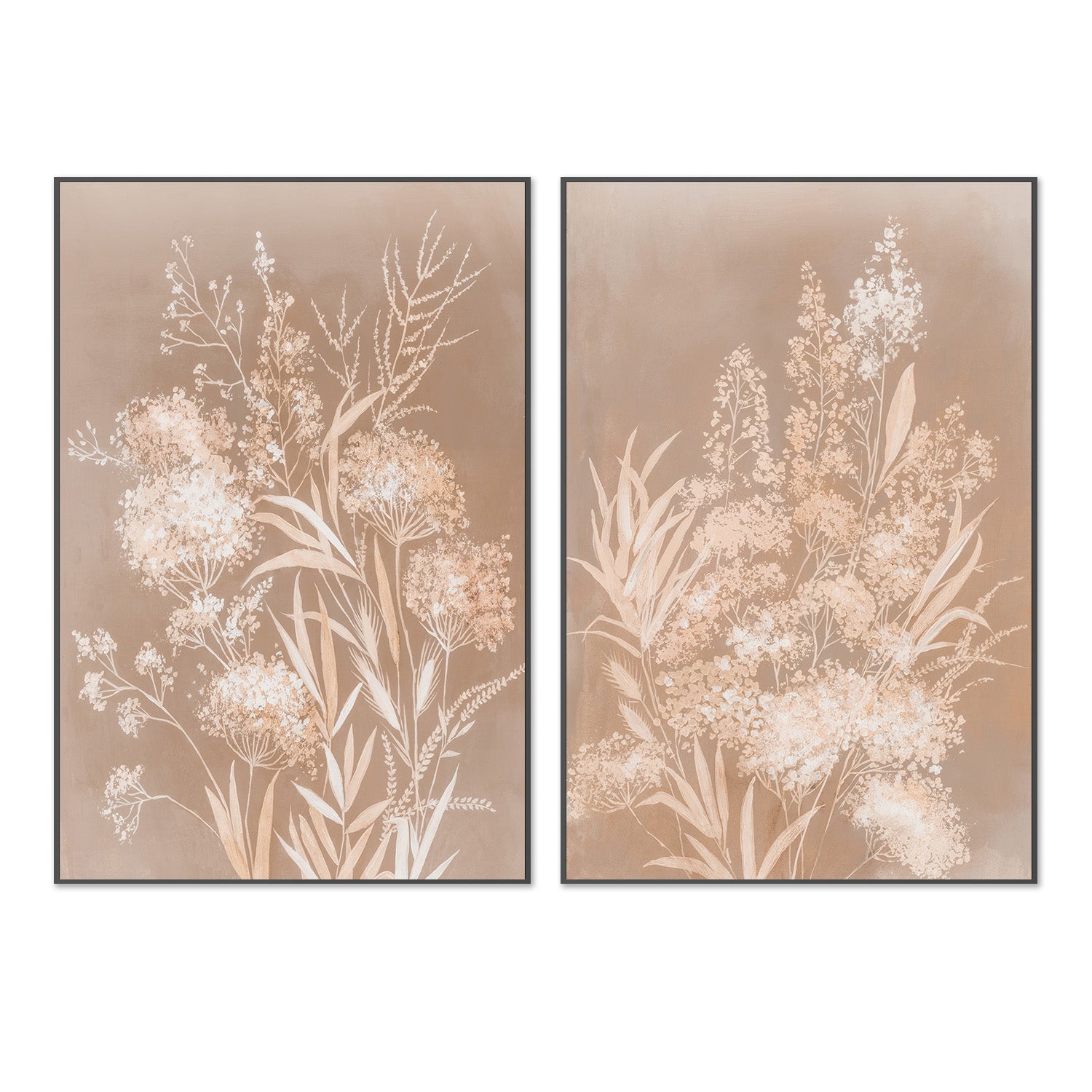 wall-art-print-canvas-poster-framed-Delicate Bunch, Mocha Mousse, Style A & B, Set Of 2 , By Asia Jensen-3