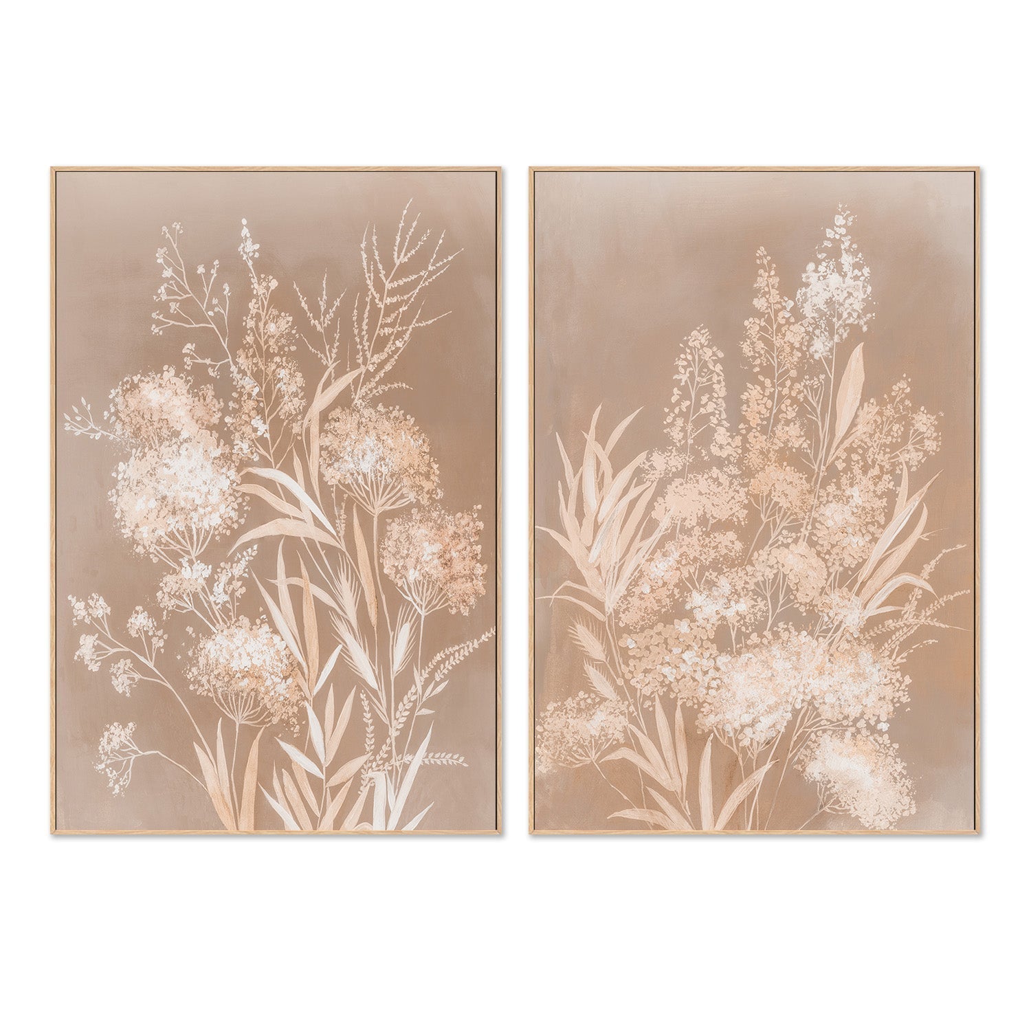 wall-art-print-canvas-poster-framed-Delicate Bunch, Mocha Mousse, Style A & B, Set Of 2 , By Asia Jensen-4