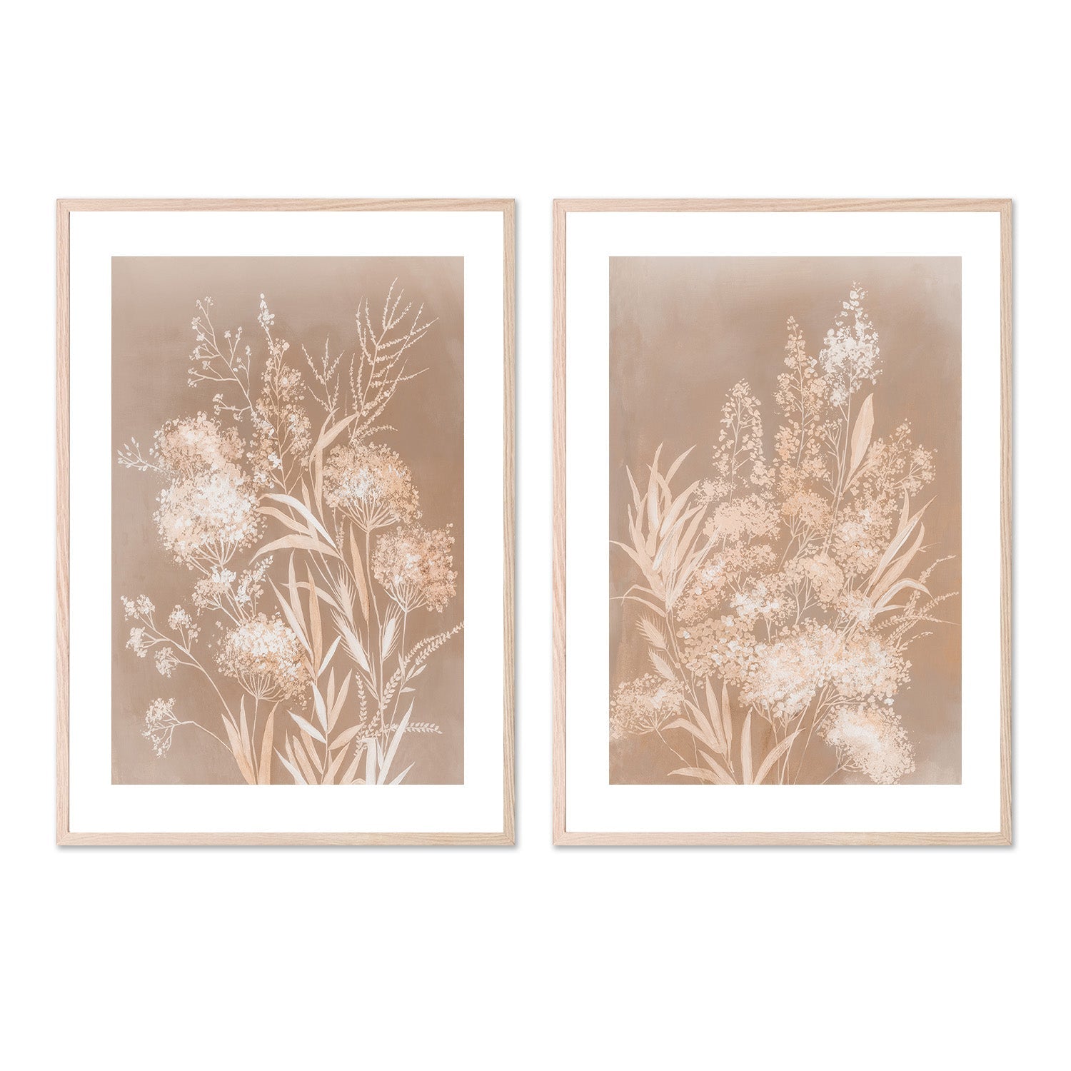 wall-art-print-canvas-poster-framed-Delicate Bunch, Mocha Mousse, Style A & B, Set Of 2 , By Asia Jensen-6