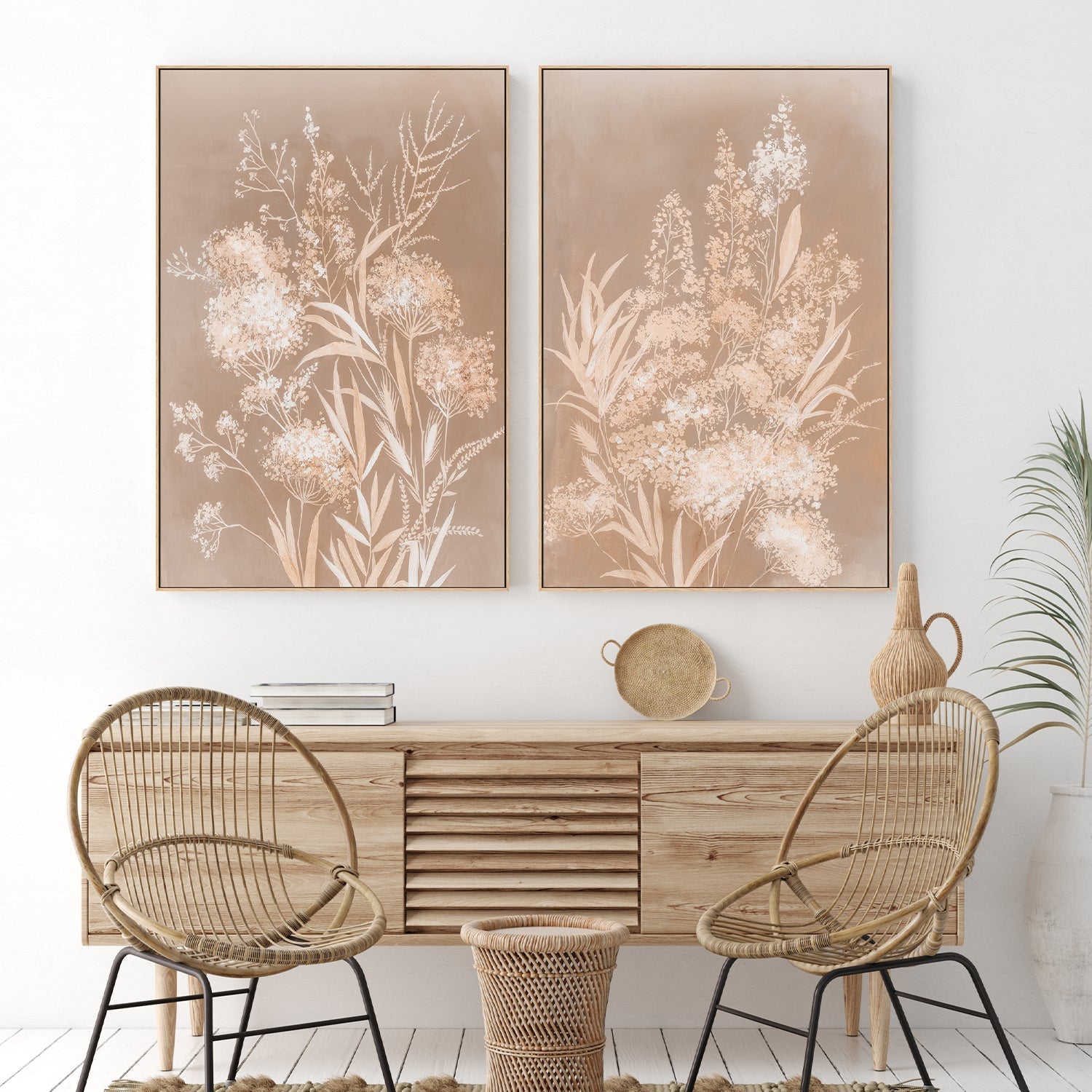 wall-art-print-canvas-poster-framed-Delicate Bunch, Mocha Mousse, Style A & B, Set Of 2 , By Asia Jensen-7