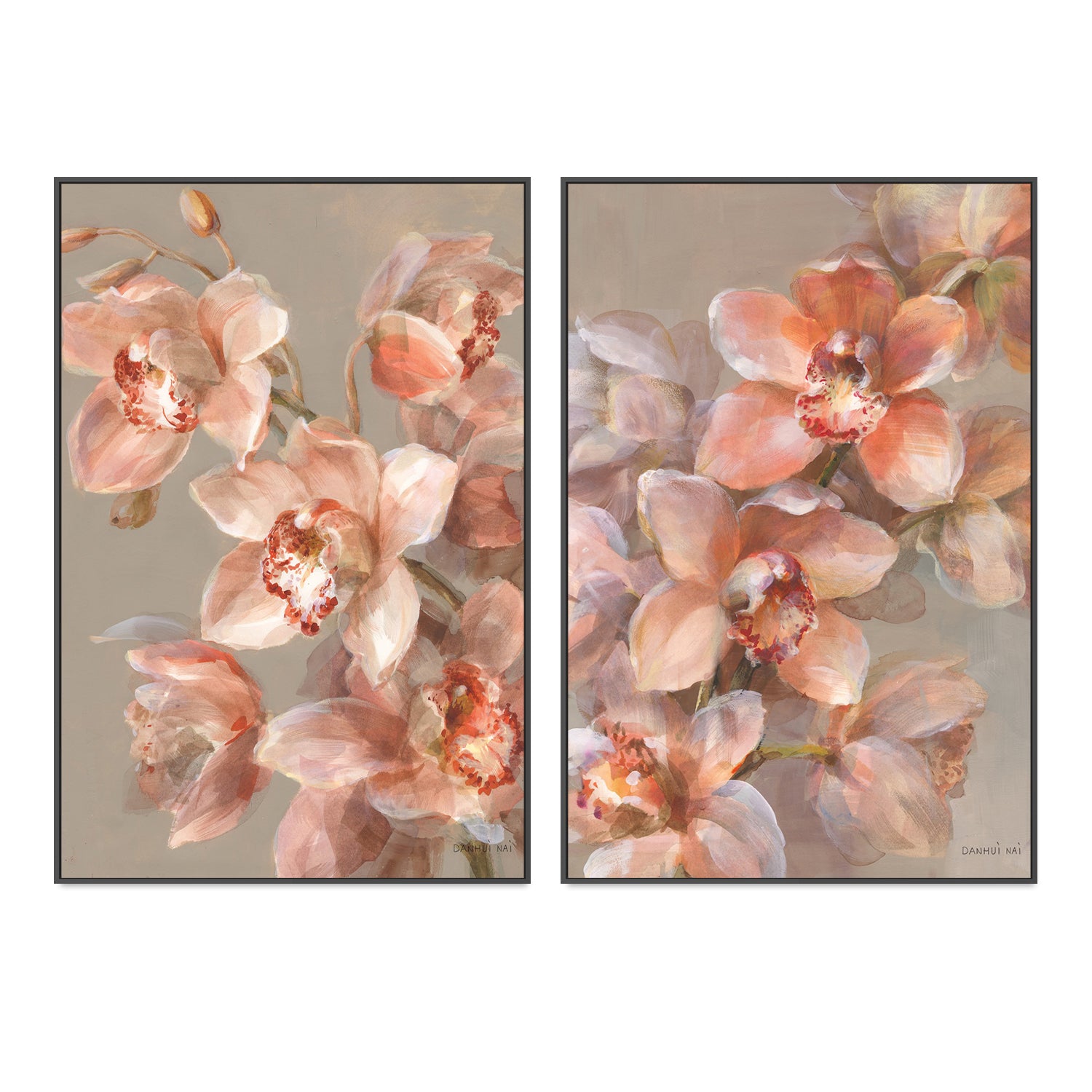 wall-art-print-canvas-poster-framed-Delicate Orchid, Set of 2-by-Danhui Nai-Gioia Wall Art