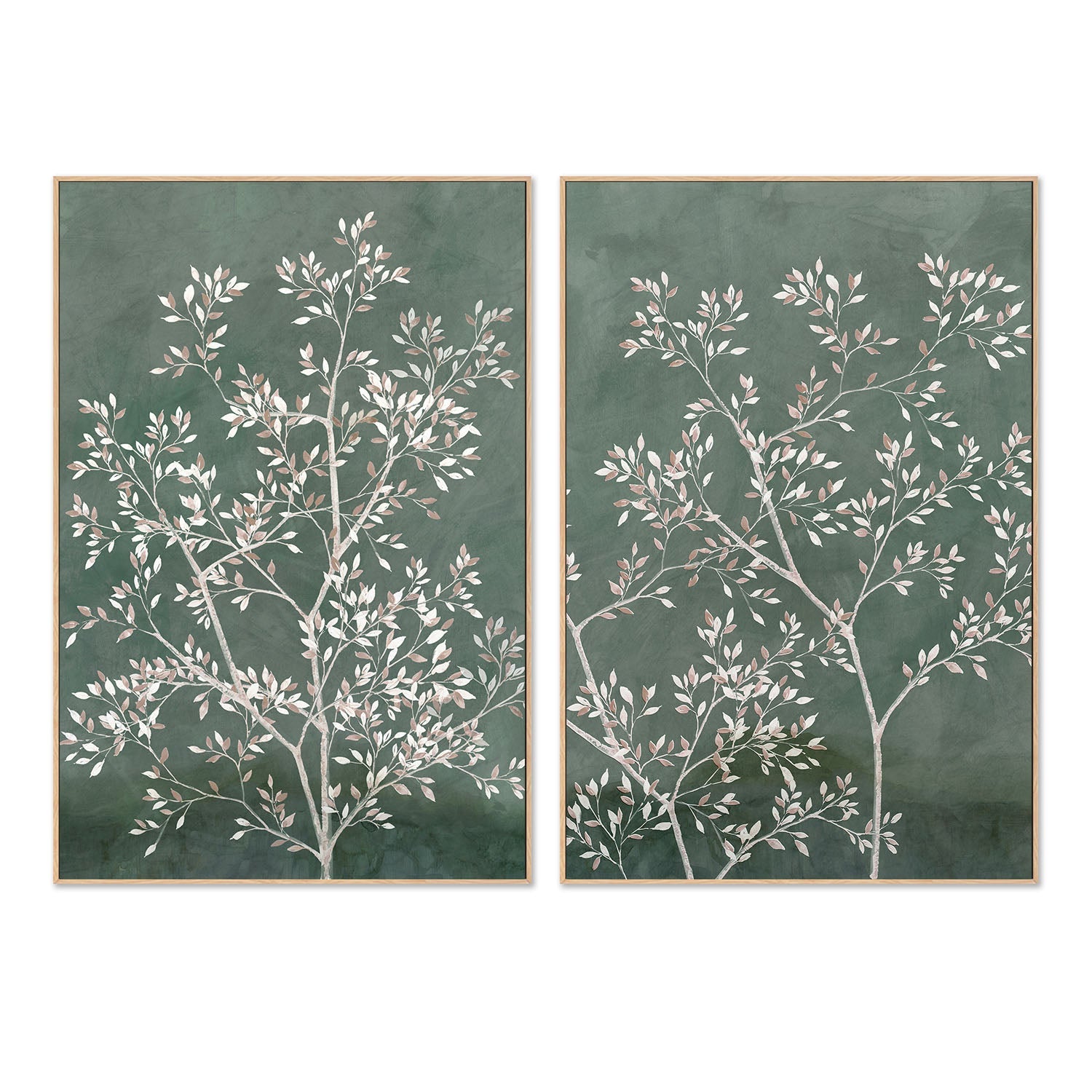 wall-art-print-canvas-poster-framed-Delicate Tree, Style A & B, Set Of 2 , By Aria K-4