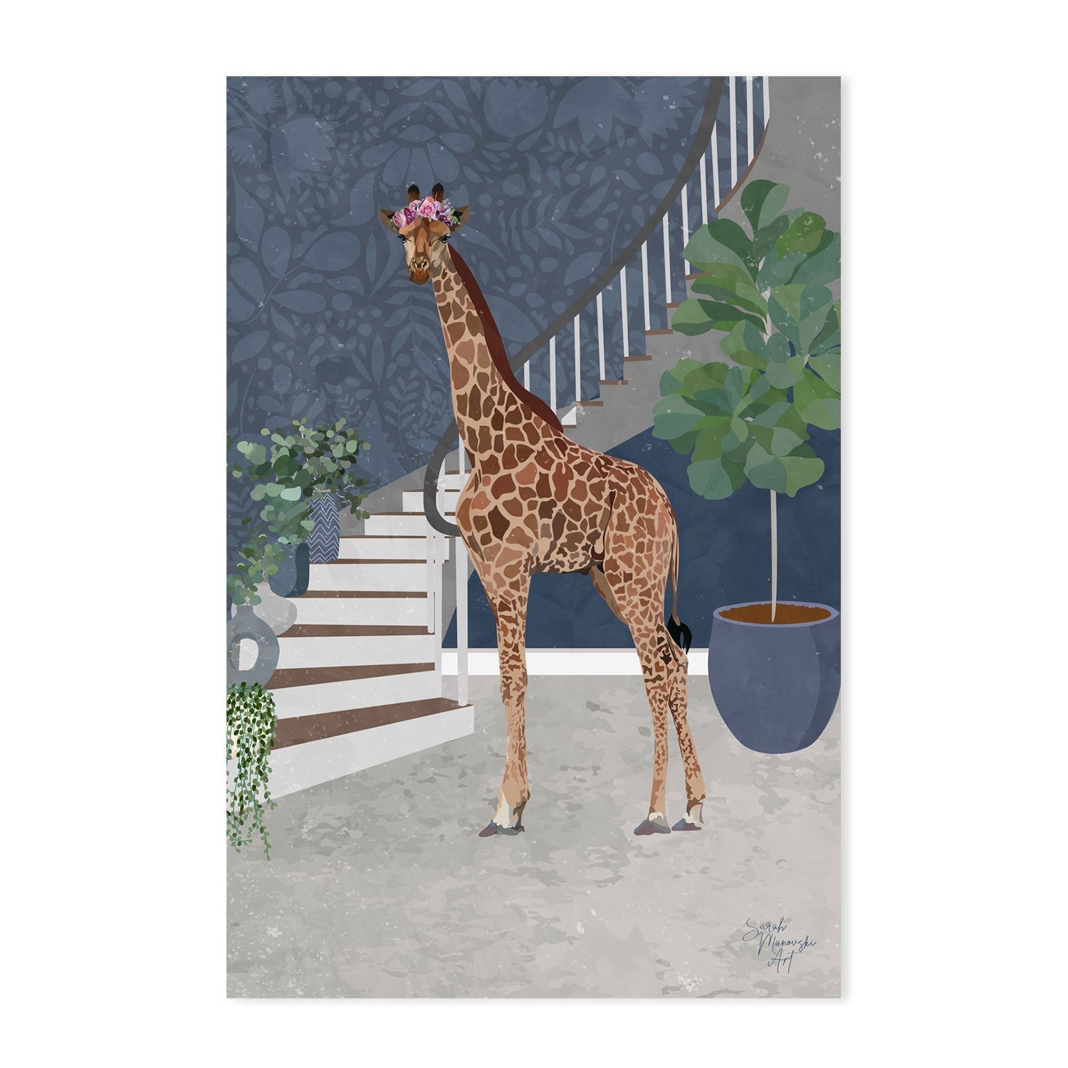 wall-art-print-canvas-poster-framed-Dinner With A Giraffe , By Sarah Manovski-GIOIA-WALL-ART