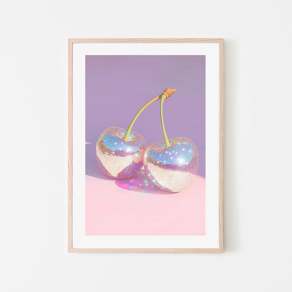 wall-art-print-canvas-poster-framed-Disco Ball Cherries on Pastel Background , By Melloi Art-6