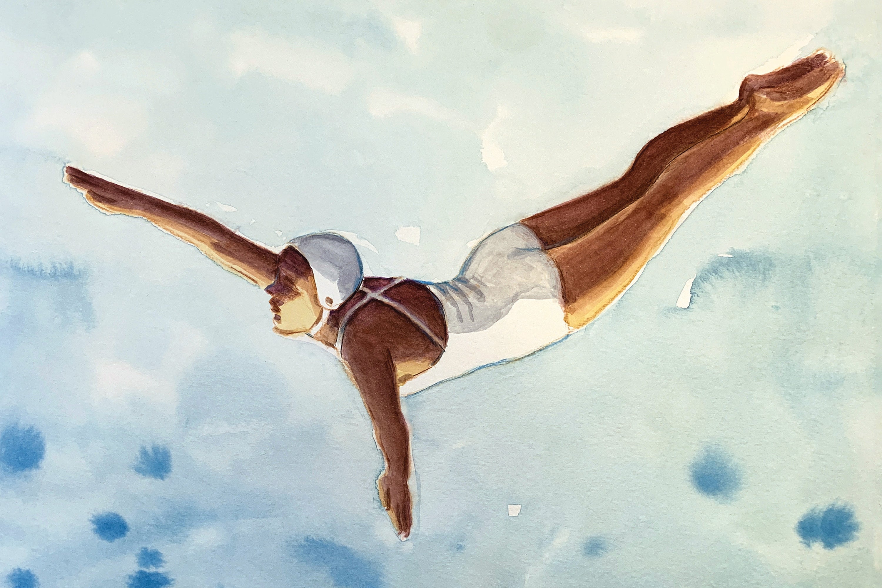 wall-art-print-canvas-poster-framed-Diver in Aqua Sky-1