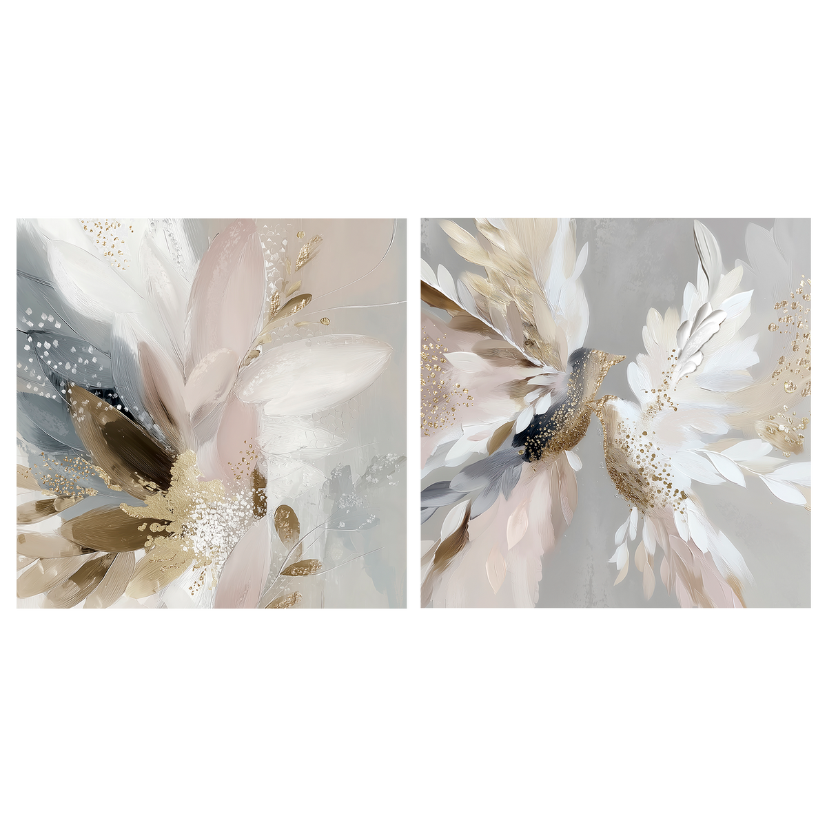 wall-art-print-canvas-poster-framed-Doves in Bloom, Left And Right, Set Of 2-1