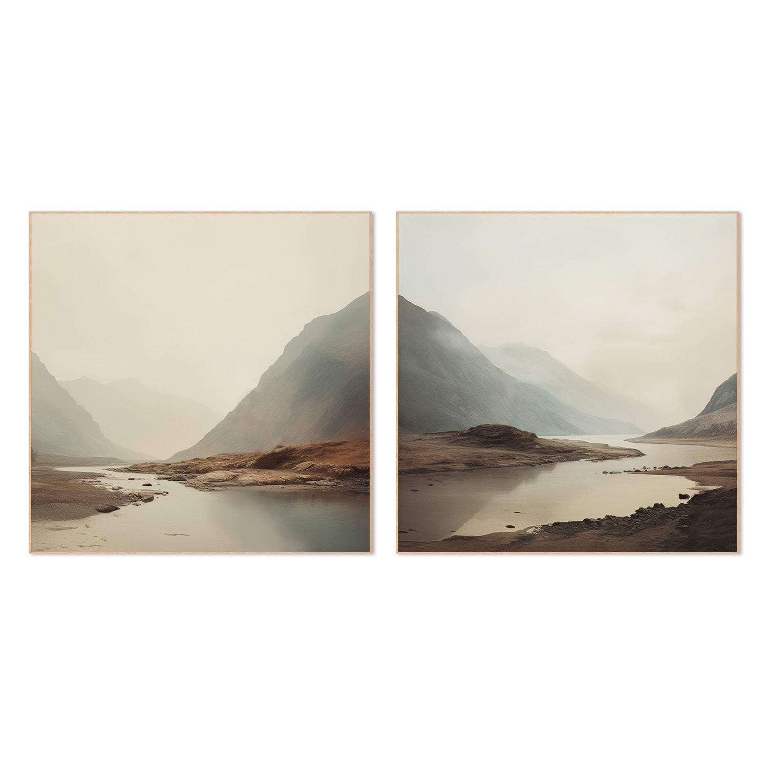wall-art-print-canvas-poster-framed-Dreamy Mountain Mirage, Style A & B, Set Of 2-4