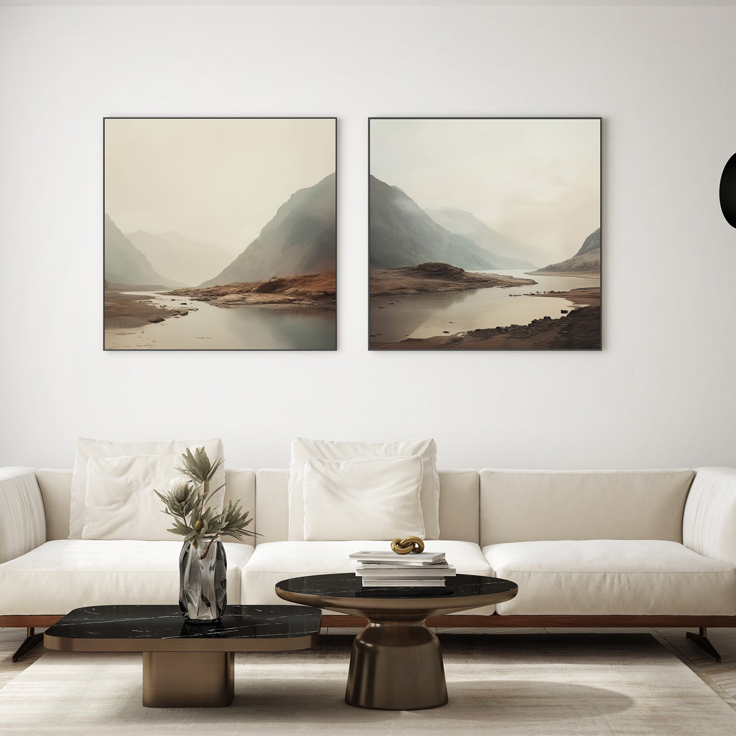 wall-art-print-canvas-poster-framed-Dreamy Mountain Mirage, Style A & B, Set Of 2-7