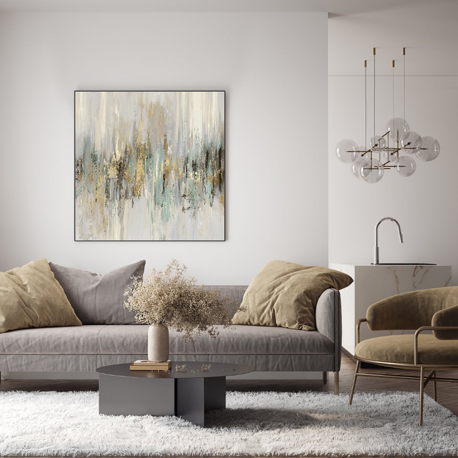 wall-art-print-canvas-poster-framed-Dripping Gold, Style B-7