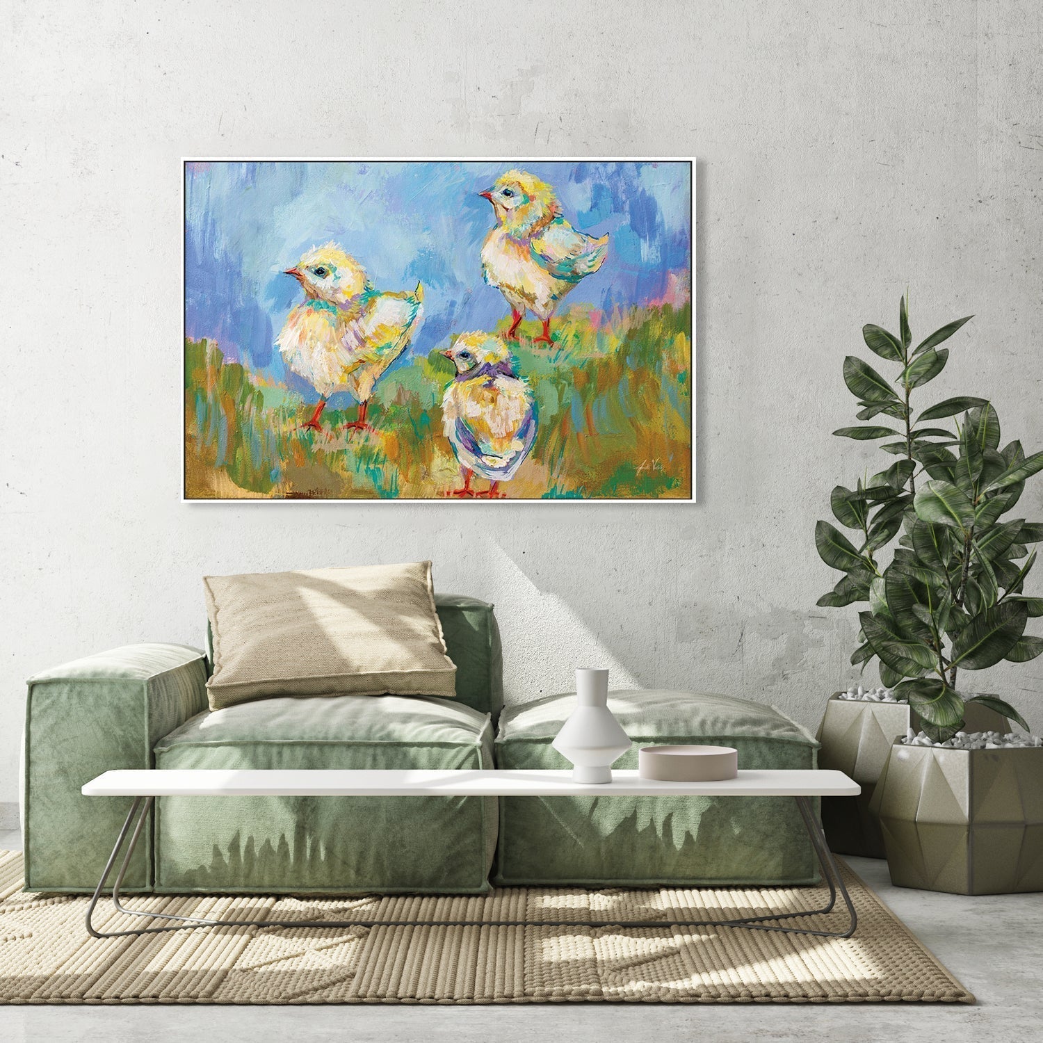 wall-art-print-canvas-poster-framed-Easter Chicks Trio-by-Jeanette Vertentes-Gioia Wall Art