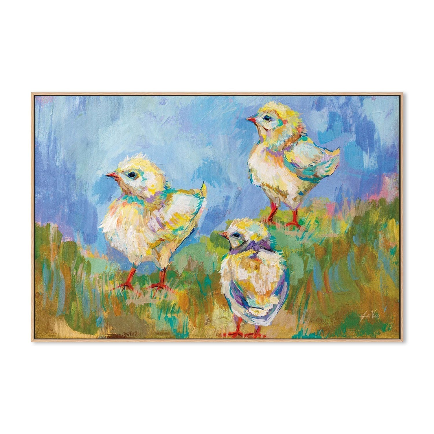 wall-art-print-canvas-poster-framed-Easter Chicks Trio-by-Jeanette Vertentes-Gioia Wall Art
