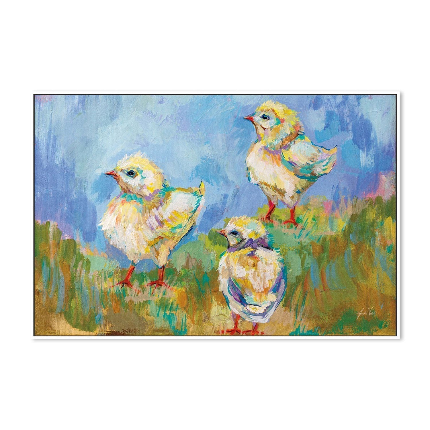 wall-art-print-canvas-poster-framed-Easter Chicks Trio-by-Jeanette Vertentes-Gioia Wall Art