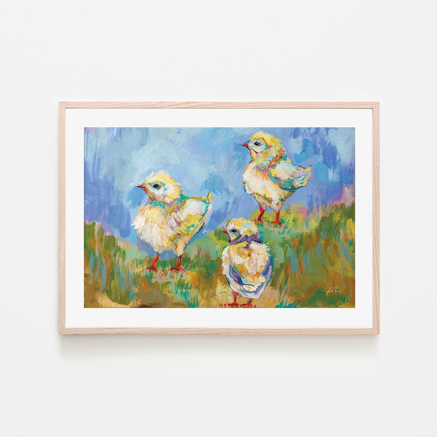 wall-art-print-canvas-poster-framed-Easter Chicks Trio-by-Jeanette Vertentes-Gioia Wall Art