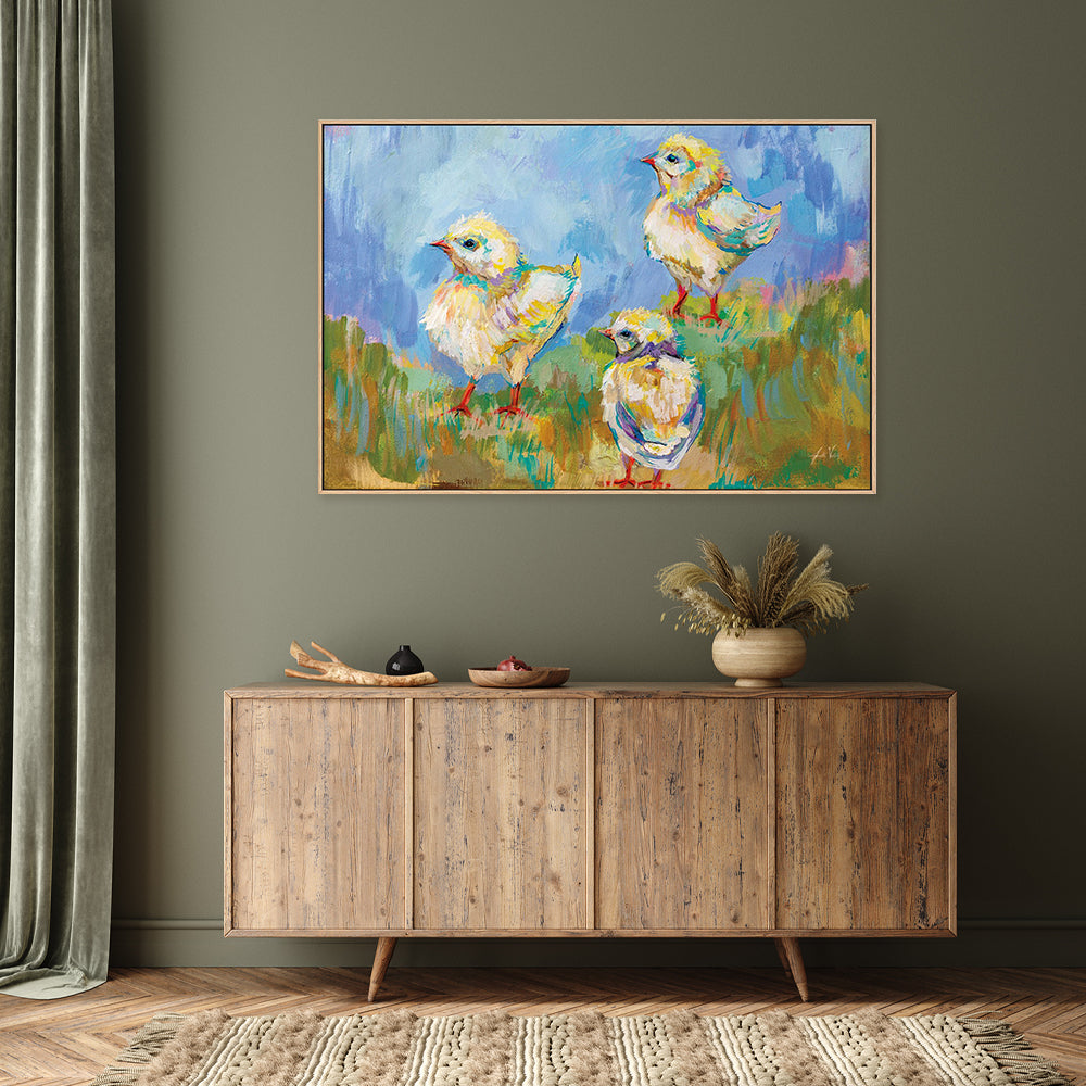 wall-art-print-canvas-poster-framed-Easter Chicks Trio-by-Jeanette Vertentes-Gioia Wall Art