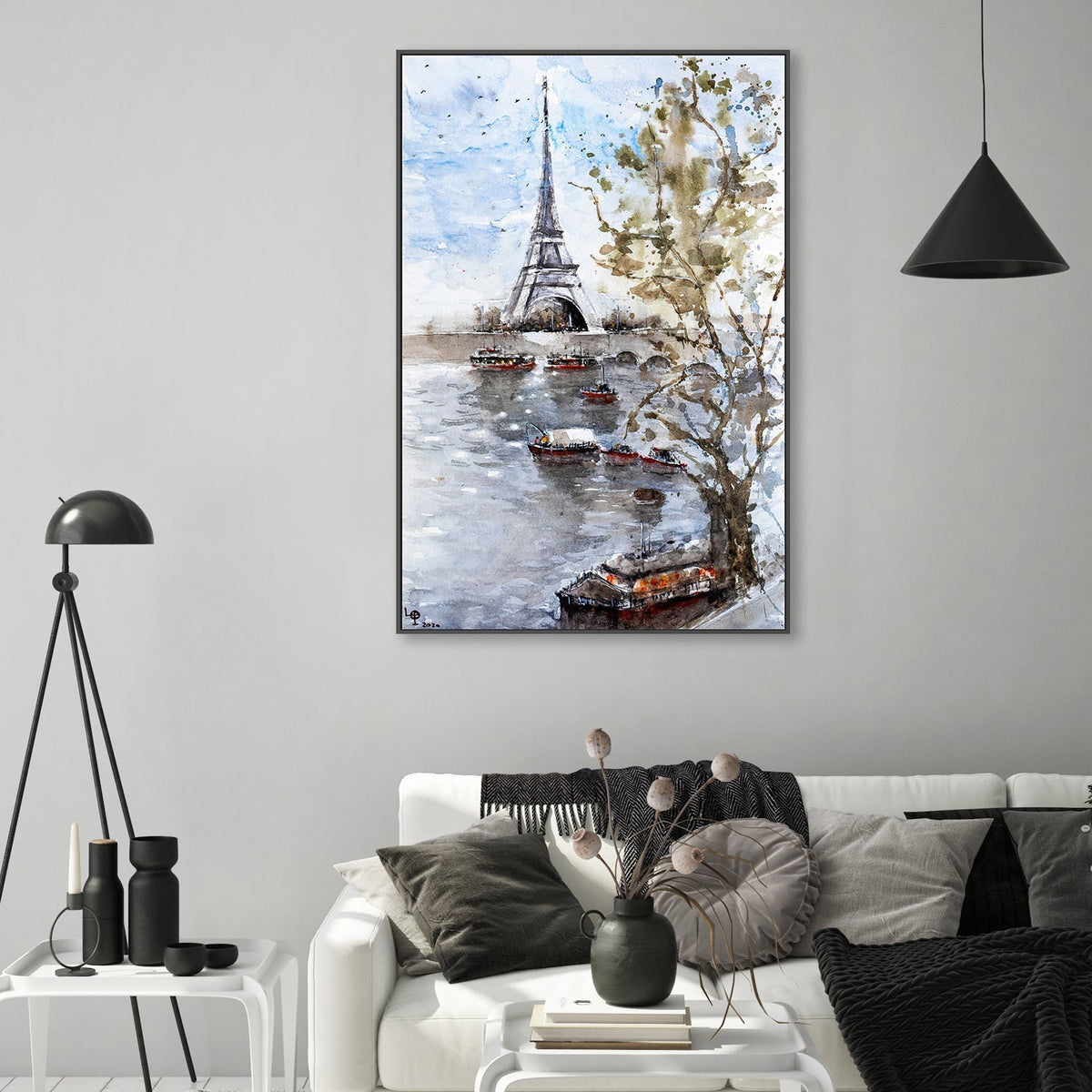wall-art-print-canvas-poster-framed-Eiffel Tower , By Lilou Online Fine Arts-GIOIA-WALL-ART