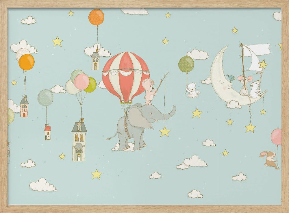 wall-art-print-canvas-poster-framed-Elephant Dream Day Blue , By Sue Skellern-4