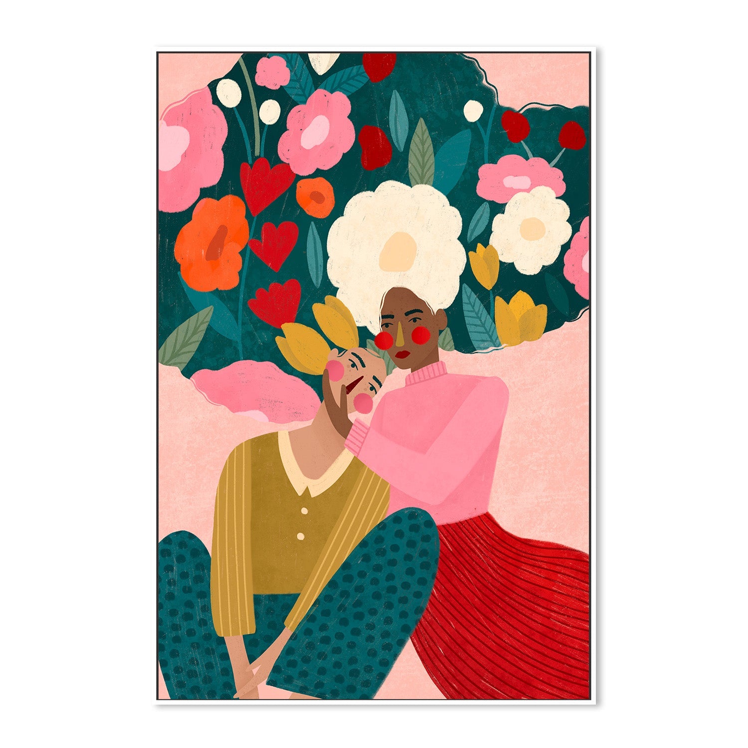 wall-art-print-canvas-poster-framed-Embracing Couple In Floral Embrace-5