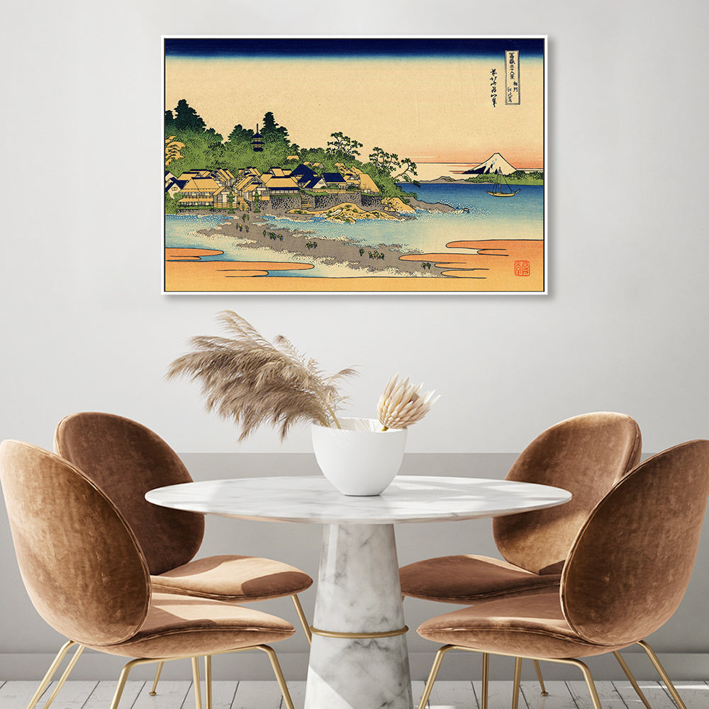 wall-art-print-canvas-poster-framed-Enoshima in the Sagami province, Style A-by-Katsushika Hokusai-Gioia Wall Art