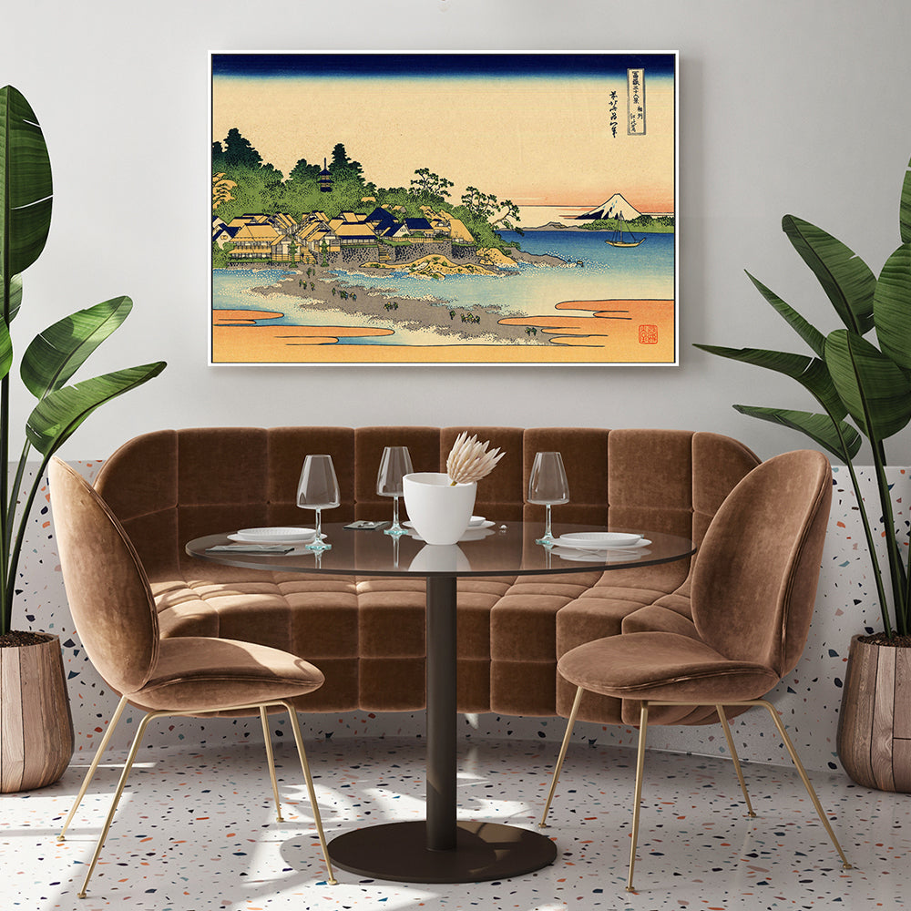 wall-art-print-canvas-poster-framed-Enoshima in the Sagami province, Style A-by-Katsushika Hokusai-Gioia Wall Art