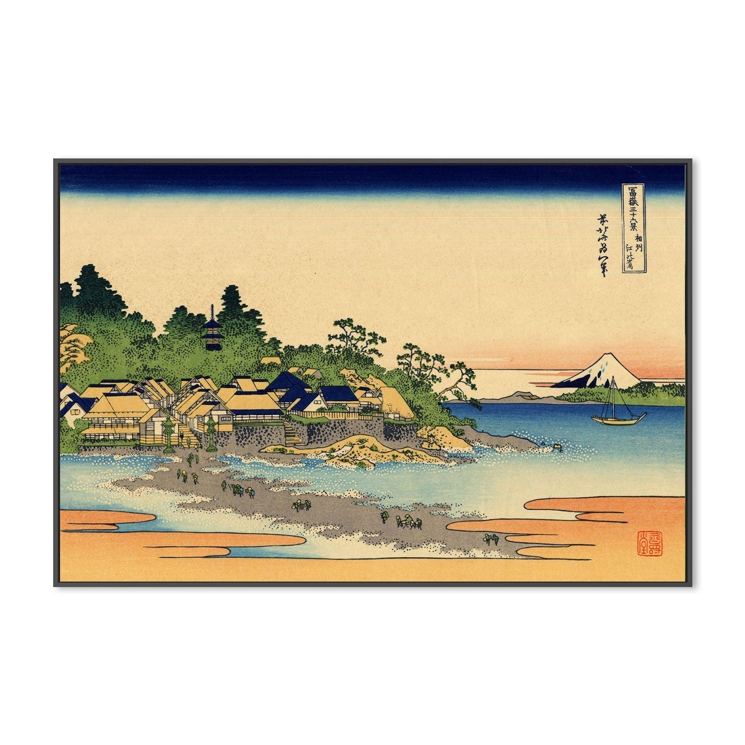 wall-art-print-canvas-poster-framed-Enoshima in the Sagami province, Style B-by-Katsushika Hokusai-Gioia Wall Art
