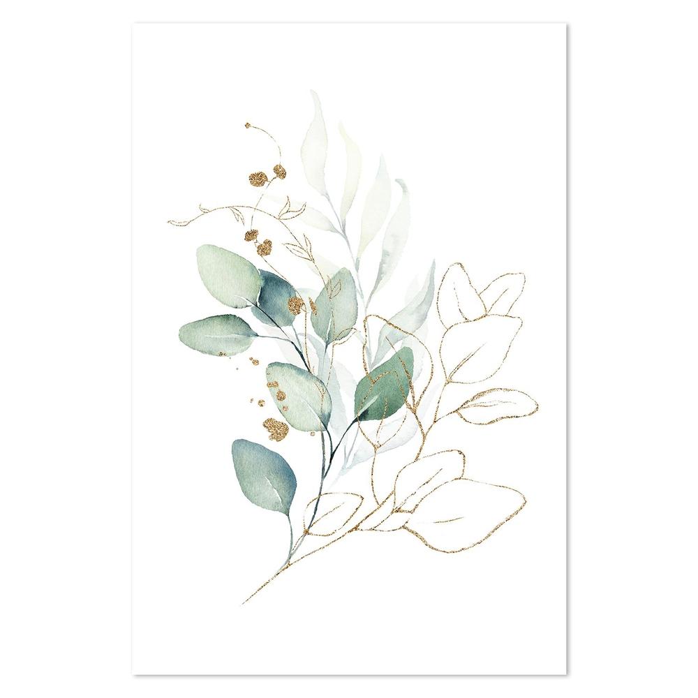 wall-art-print-canvas-poster-framed-Eucalyptus Leaves With Golden Twigs, Style B-by-Gioia Wall Art-Gioia Wall Art