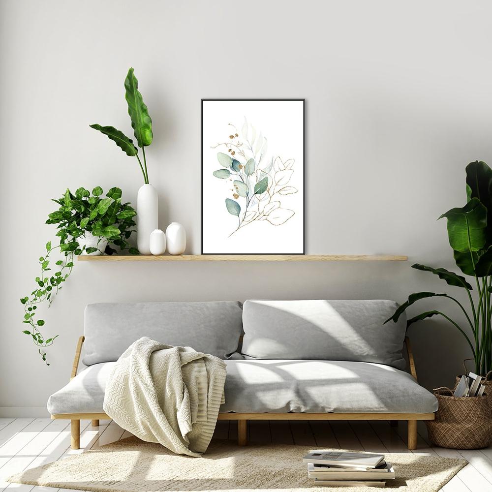 wall-art-print-canvas-poster-framed-Eucalyptus Leaves With Golden Twigs, Style B-by-Gioia Wall Art-Gioia Wall Art