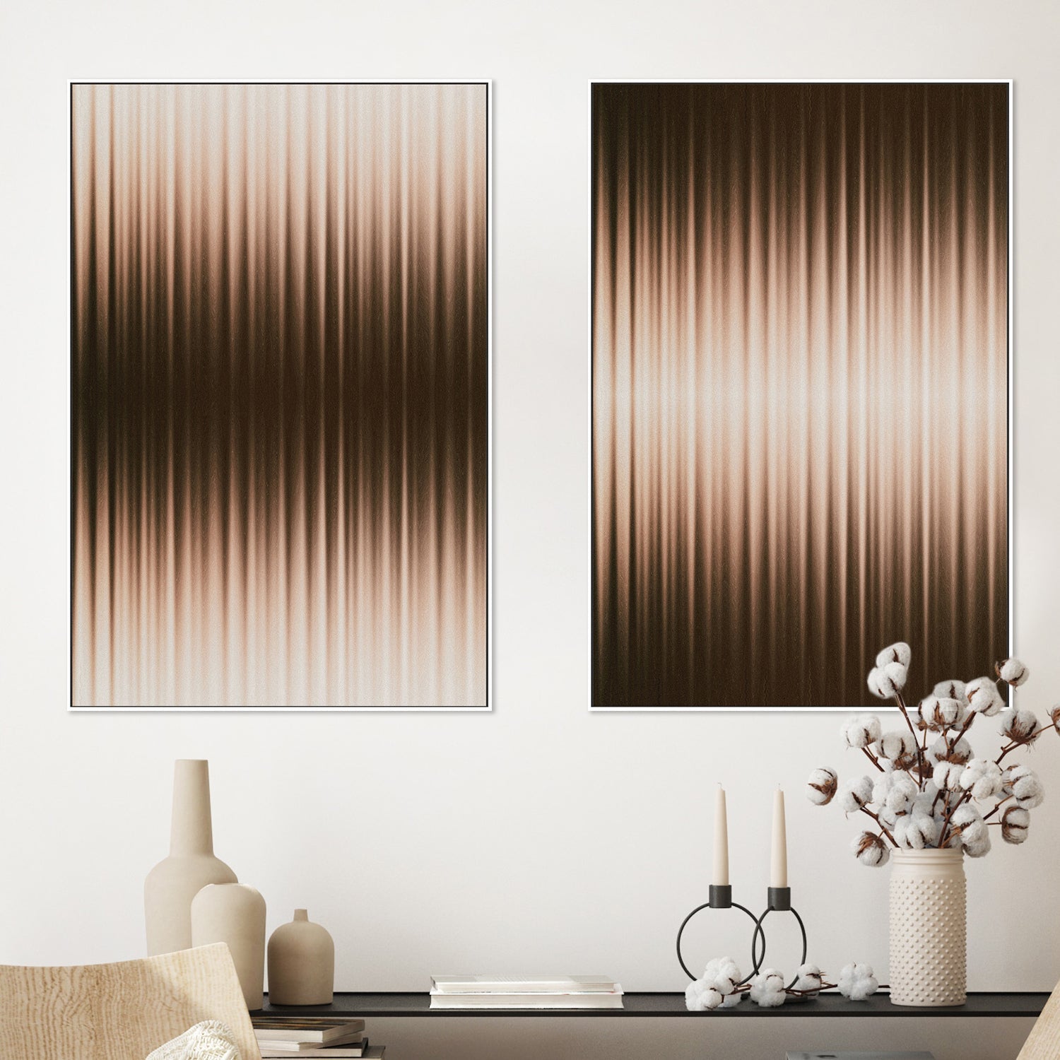 wall-art-print-canvas-poster-framed-Euphori, White and Brown, Style A & B, Set Of 2 , By Alma-2