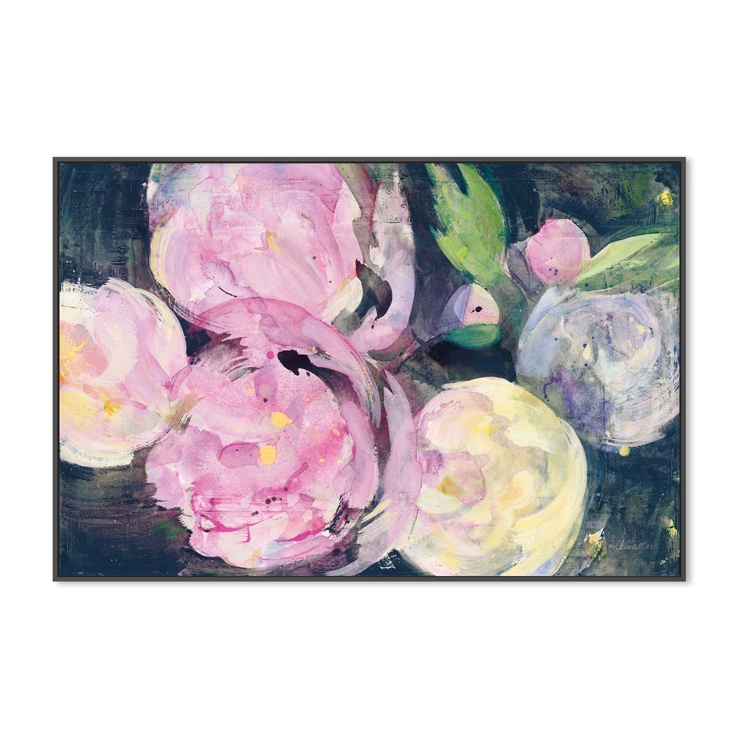 wall-art-print-canvas-poster-framed-Evening Peonies, Style A , By Albena Hristova-GIOIA-WALL-ART