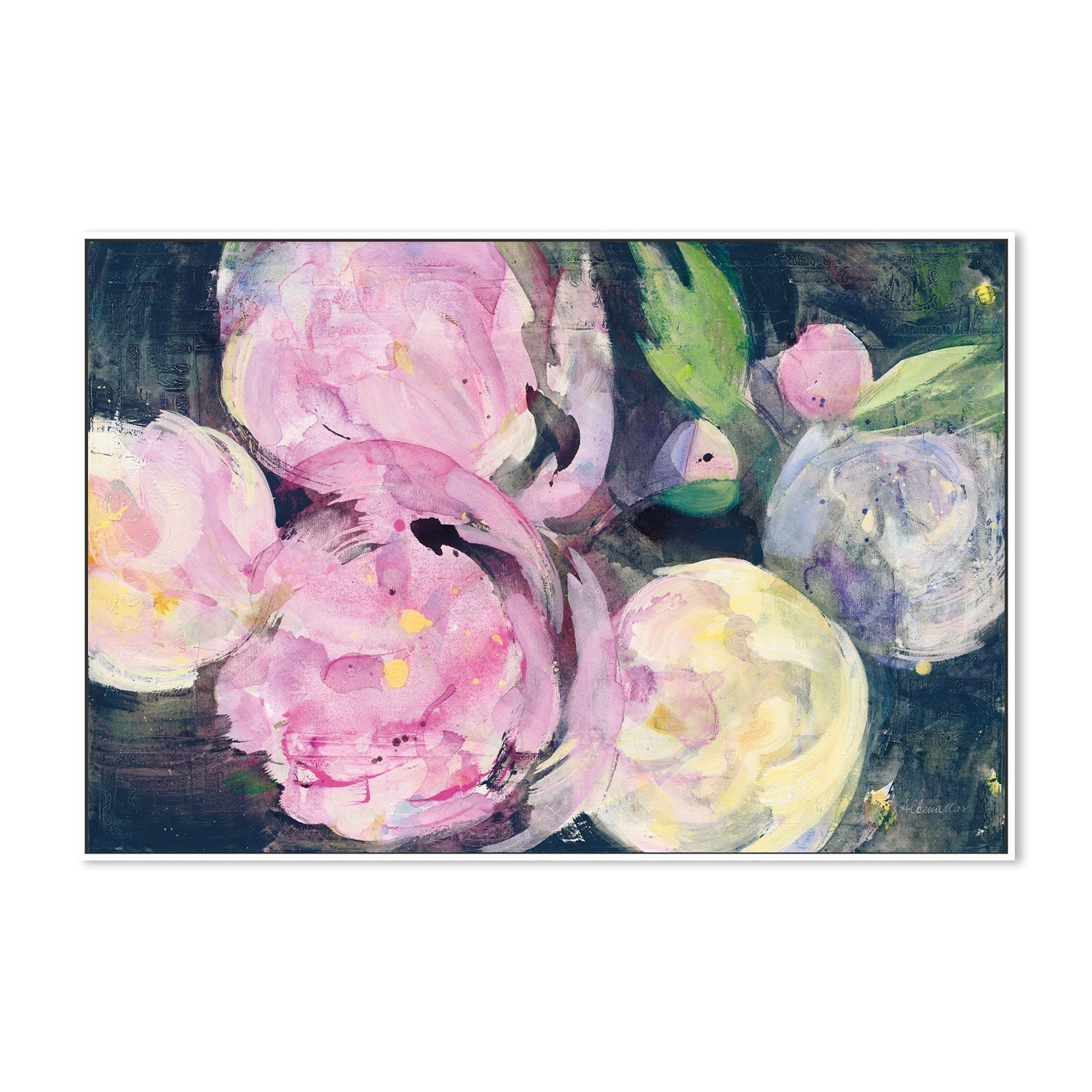 wall-art-print-canvas-poster-framed-Evening Peonies, Style A , By Albena Hristova-GIOIA-WALL-ART