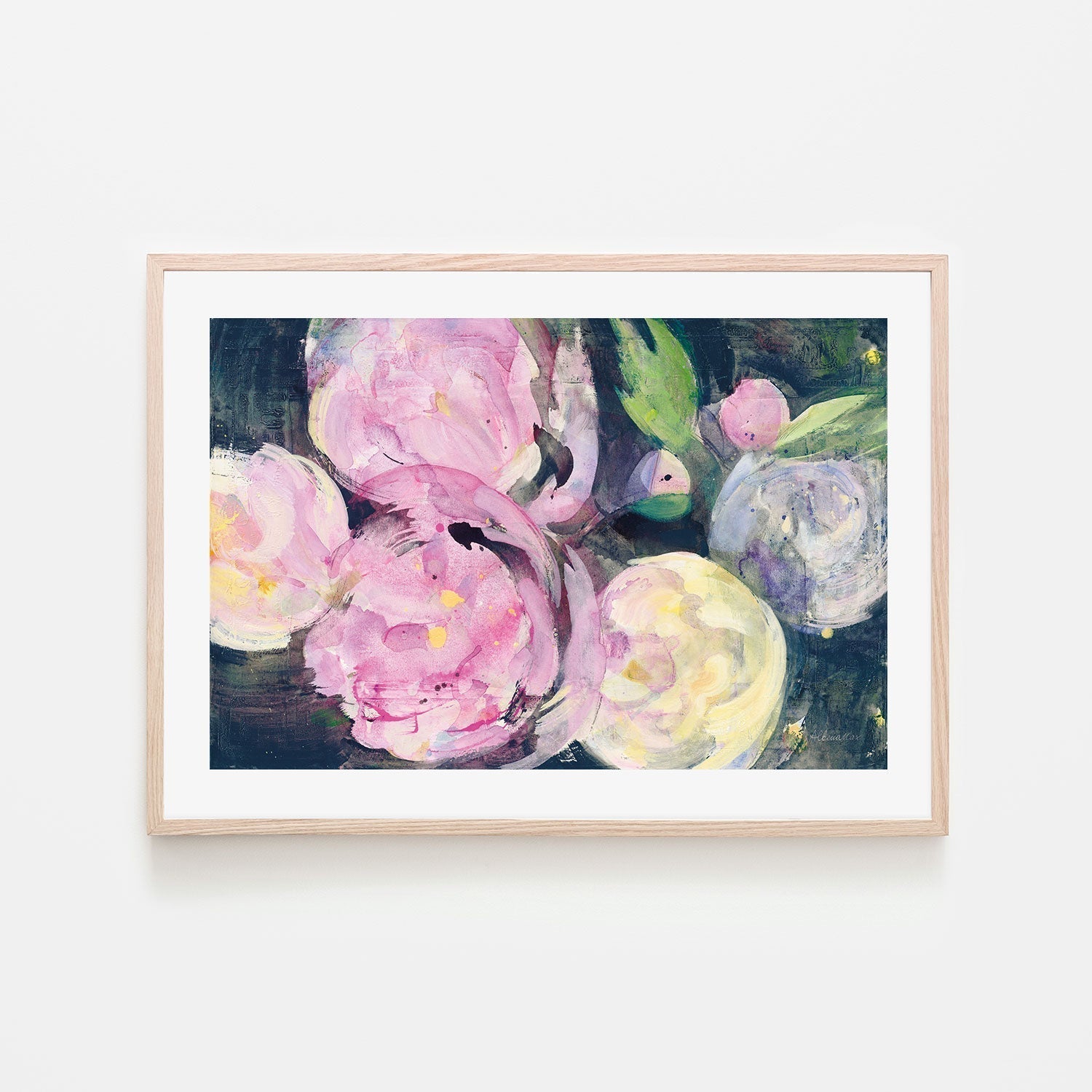 wall-art-print-canvas-poster-framed-Evening Peonies, Style A , By Albena Hristova-GIOIA-WALL-ART