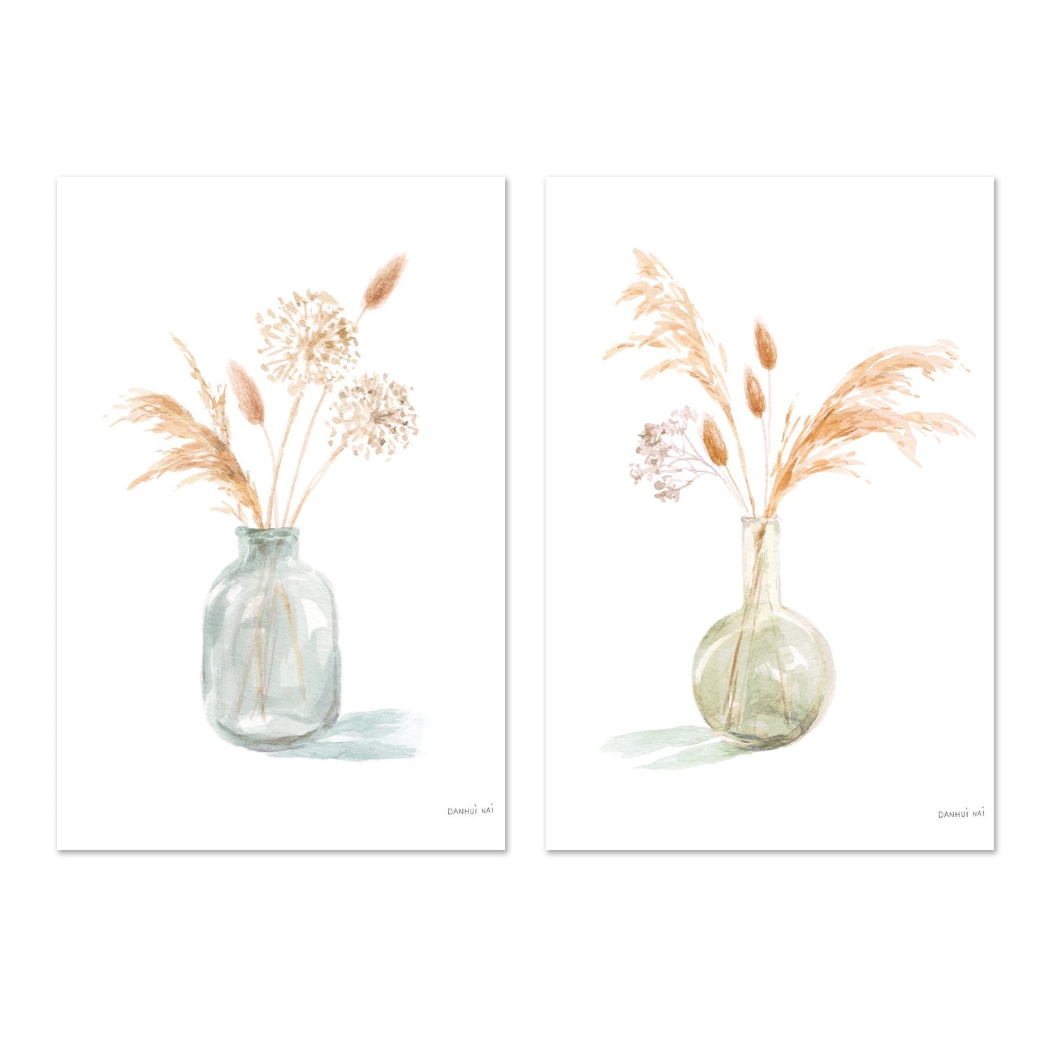 wall-art-print-canvas-poster-framed-Everlasting Bouquet, Neutral, Set of 2-by-Danhui Nai-Gioia Wall Art