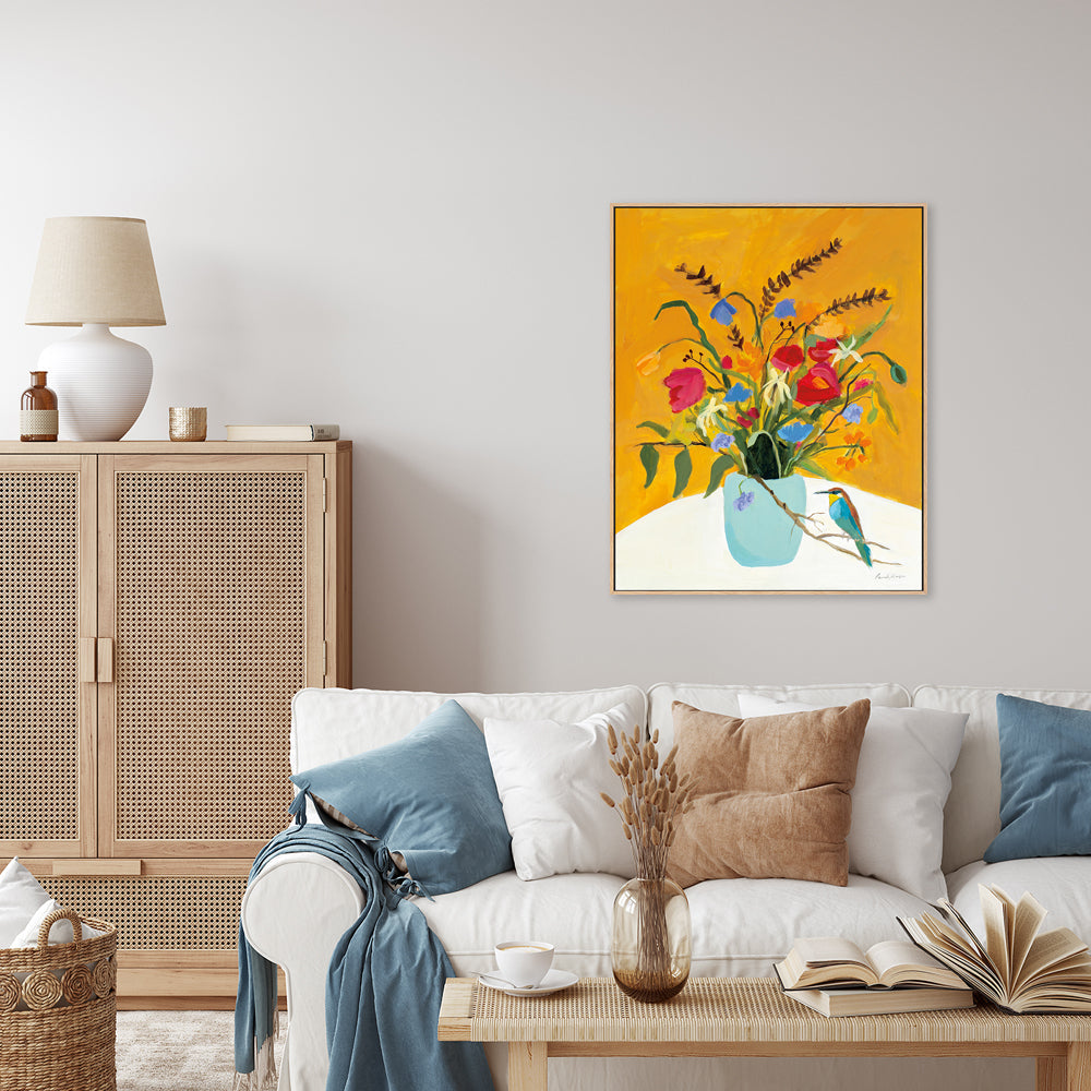 wall-art-print-canvas-poster-framed-Fall Floral with Bird , By Pamela Munger-2