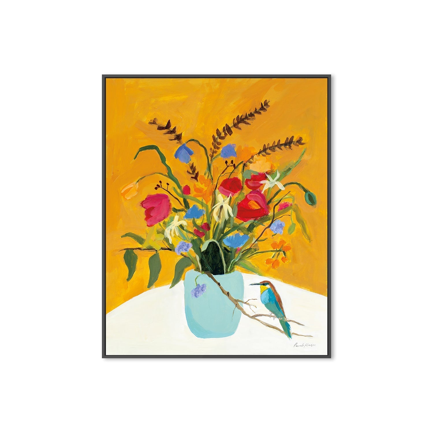 wall-art-print-canvas-poster-framed-Fall Floral with Bird , By Pamela Munger-3