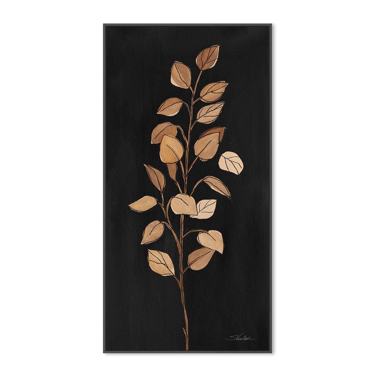 wall-art-print-canvas-poster-framed-Farm Branch on Black, Style A-by-Silvia Vassileva-Gioia Wall Art