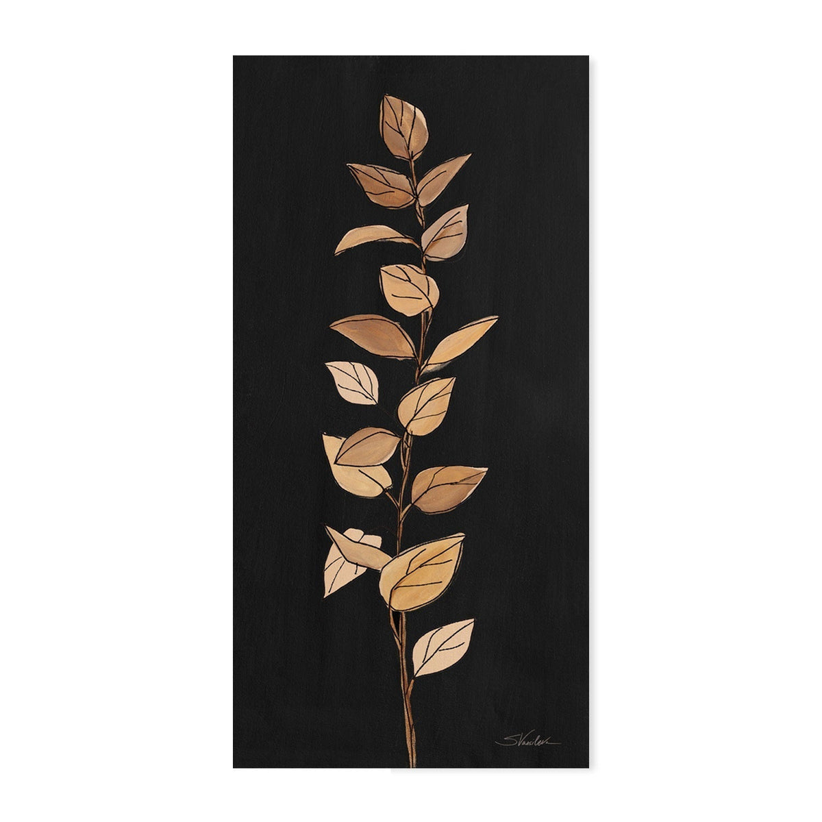 wall-art-print-canvas-poster-framed-Farm Branch on Black, Style B-by-Silvia Vassileva-Gioia Wall Art
