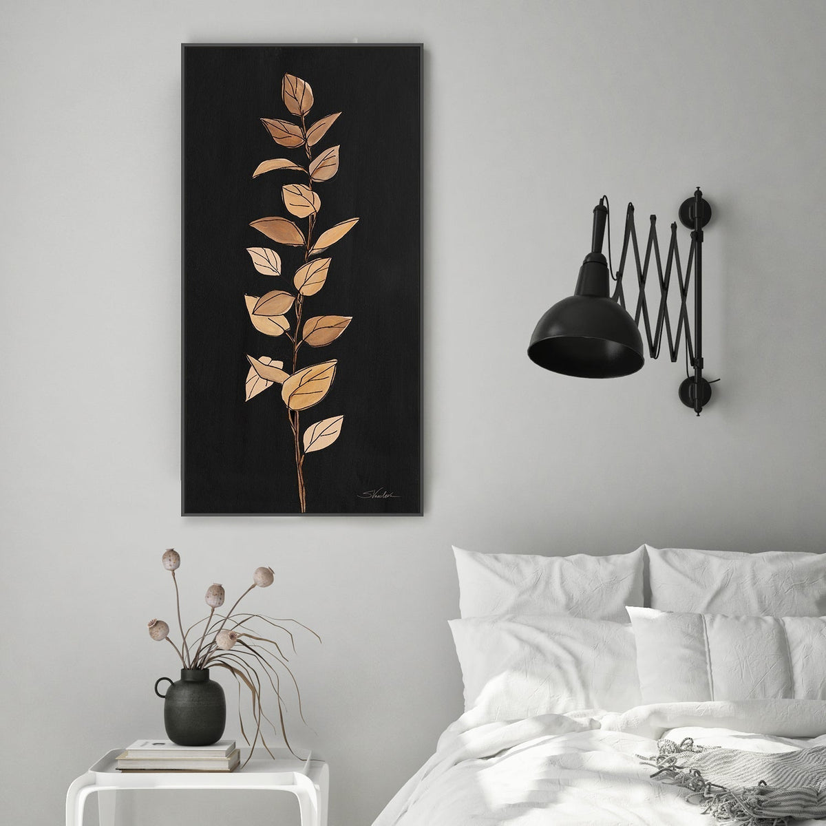 wall-art-print-canvas-poster-framed-Farm Branch on Black, Style B-by-Silvia Vassileva-Gioia Wall Art