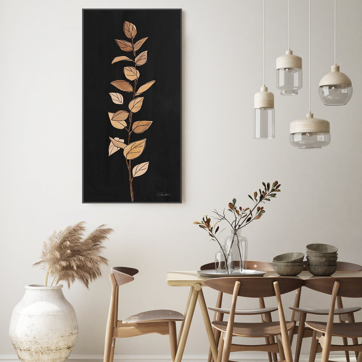 wall-art-print-canvas-poster-framed-Farm Branch on Black, Style B-by-Silvia Vassileva-Gioia Wall Art