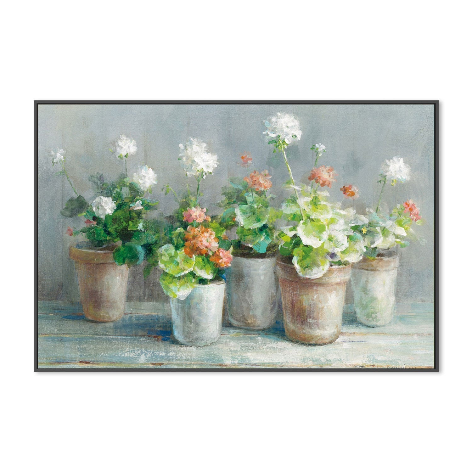 wall-art-print-canvas-poster-framed-Farmhouse Geraniums-by-Danhui Nai-Gioia Wall Art