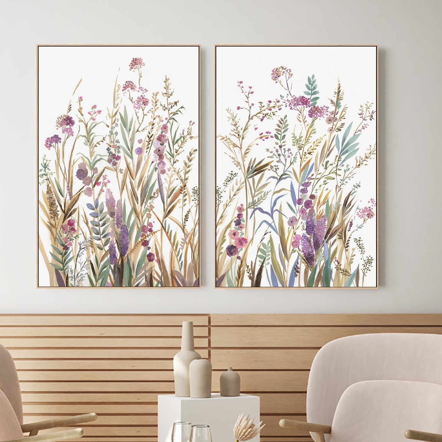 wall-art-print-canvas-poster-framed-Fields Of Wild Pink, Style A & B, Set Of 2 , By Asia Jensen-2