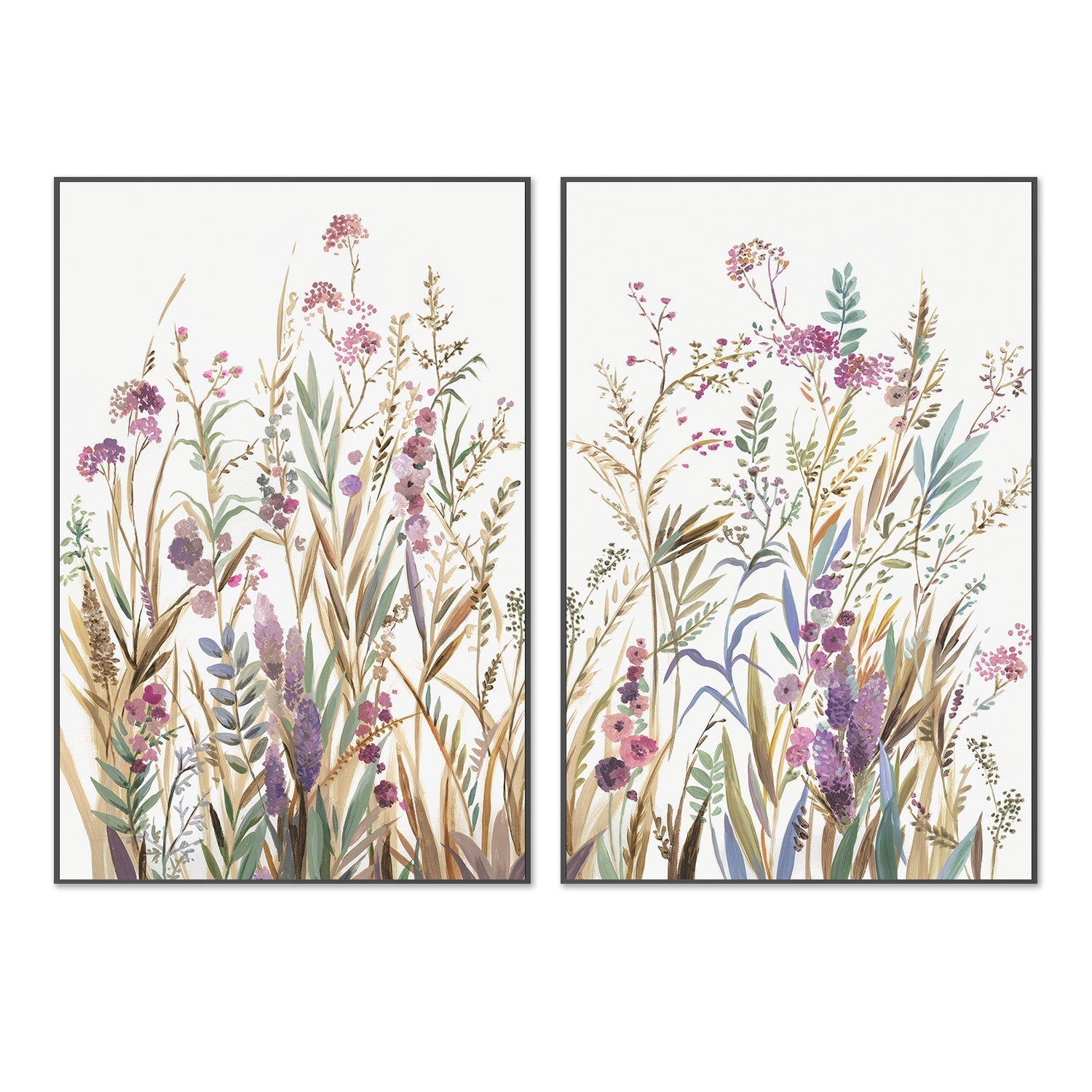 wall-art-print-canvas-poster-framed-Fields Of Wild Pink, Style A & B, Set Of 2 , By Asia Jensen-3