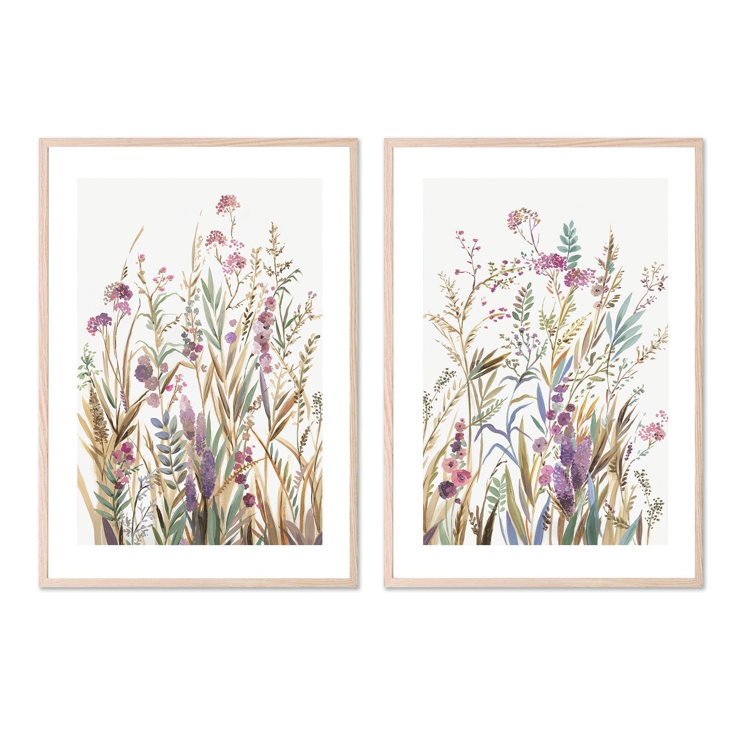wall-art-print-canvas-poster-framed-Fields Of Wild Pink, Style A & B, Set Of 2 , By Asia Jensen-6
