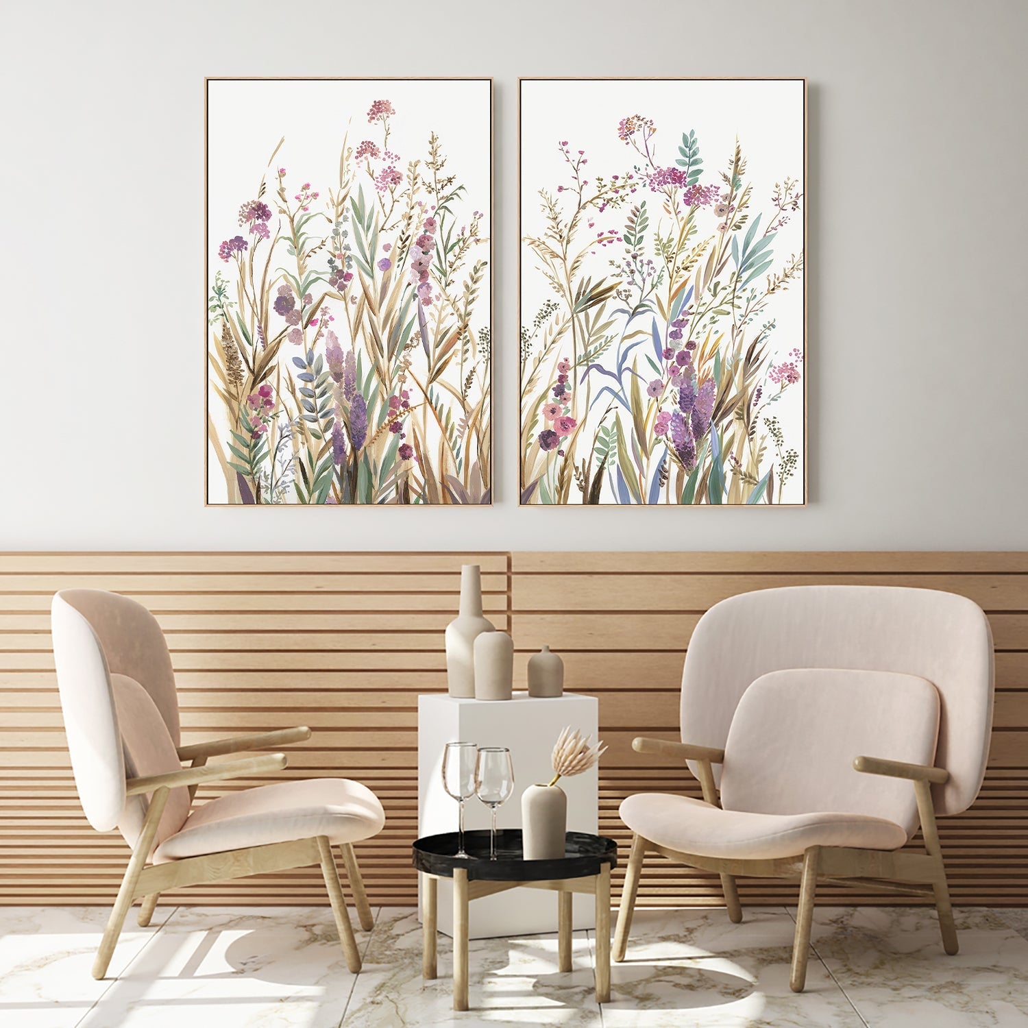 wall-art-print-canvas-poster-framed-Fields Of Wild Pink, Style A & B, Set Of 2 , By Asia Jensen-7