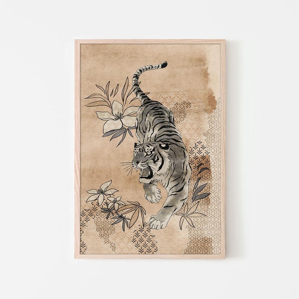 wall-art-print-canvas-poster-framed-Fierce Sumi Tiger-6