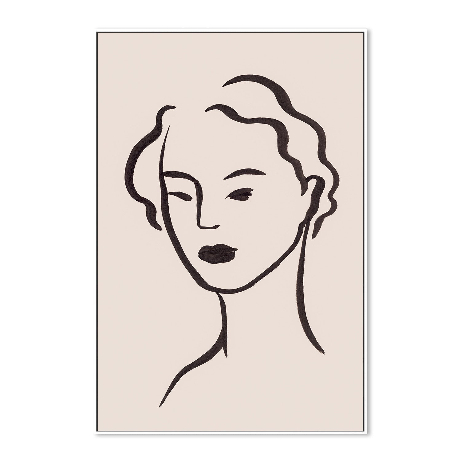 wall-art-print-canvas-poster-framed-Figurative Face Brown, Style A-5